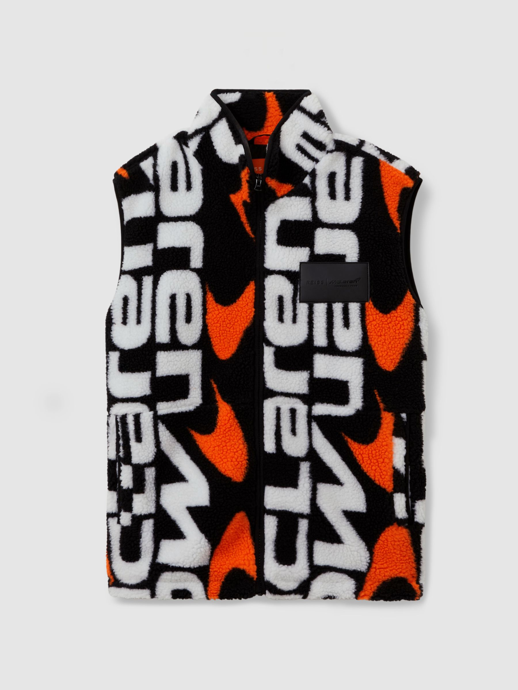 McLaren F1 Zip-Through Fleece Gilet in Black Multi - Image 2 of 7