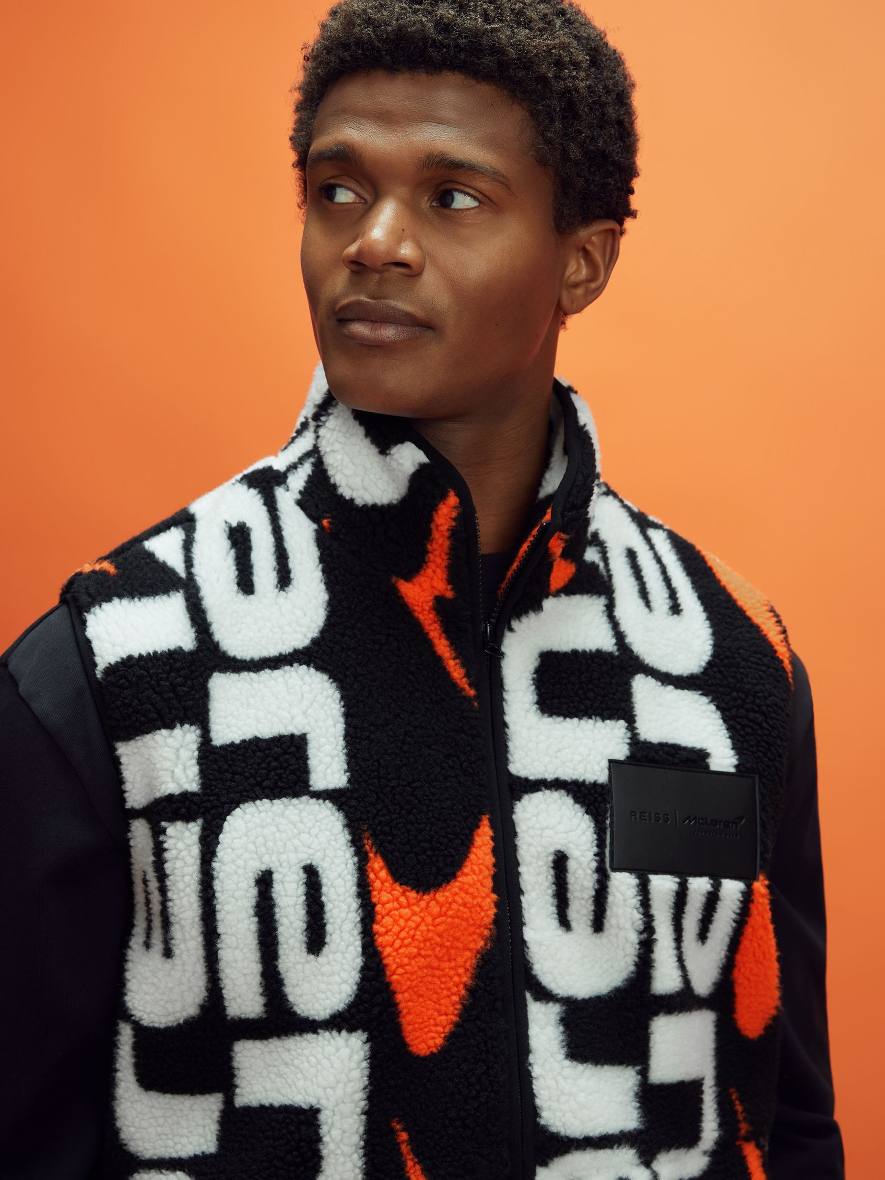 McLaren F1 Zip-Through Fleece Gilet in Black Multi - Image 3 of 7