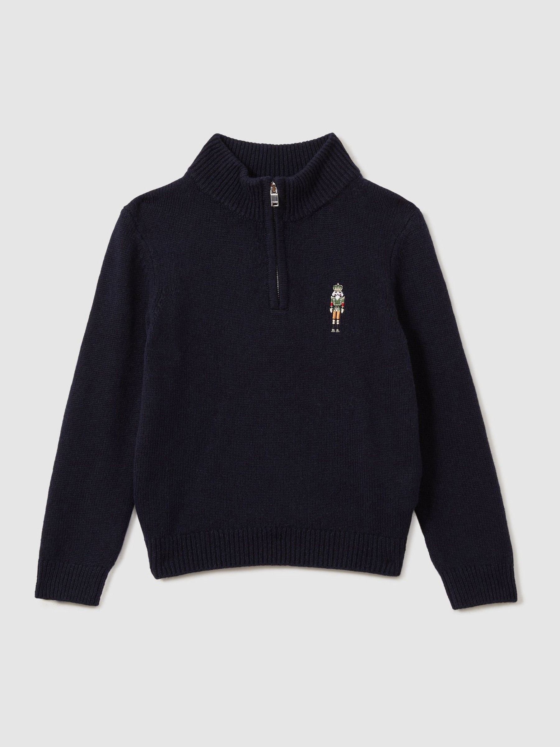 3-9 yrs Half-Zip Funnel Neck Jumper in Navy - Image 2 of 4