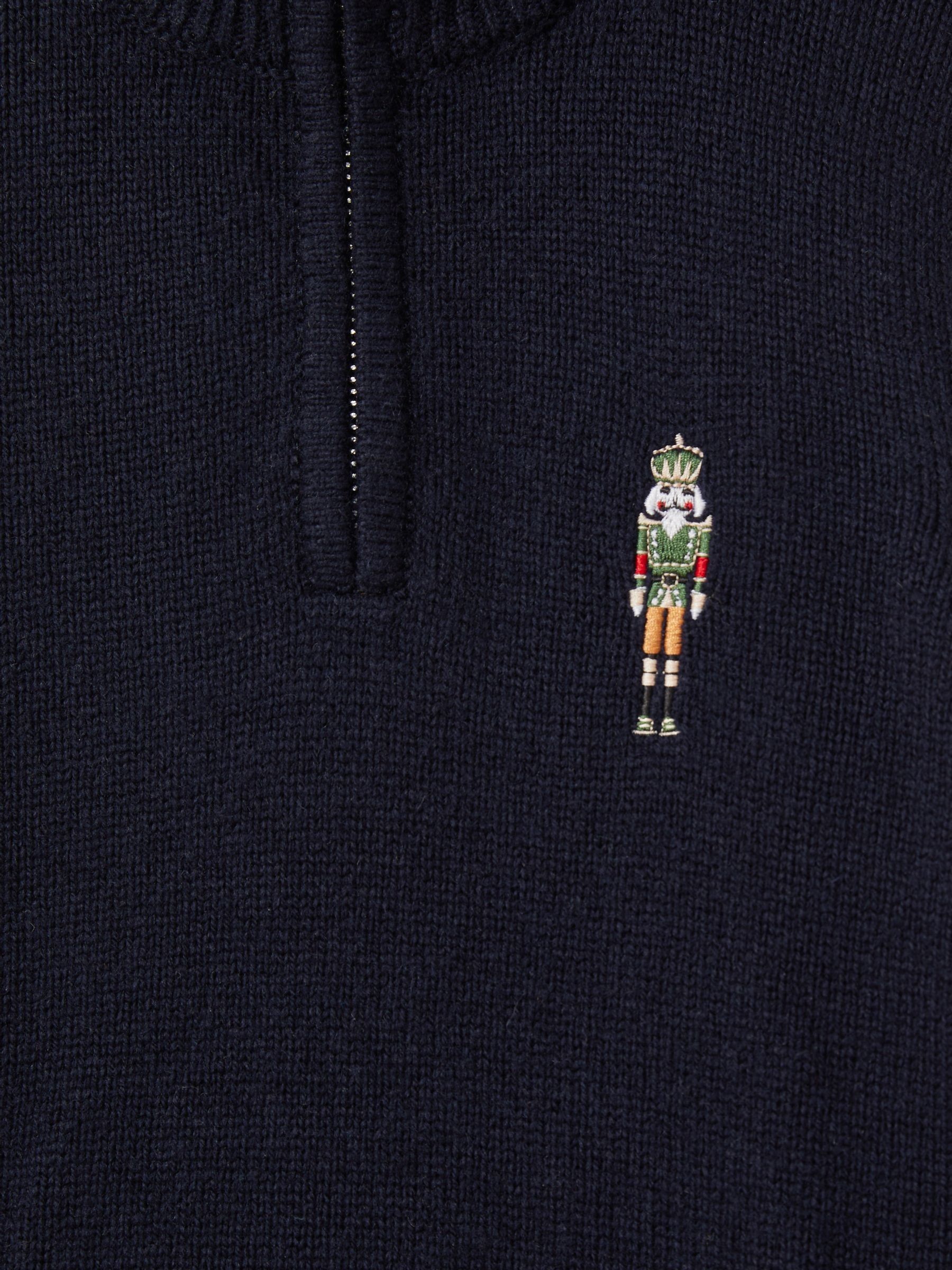 3-9 yrs Half-Zip Funnel Neck Jumper in Navy - Image 4 of 4
