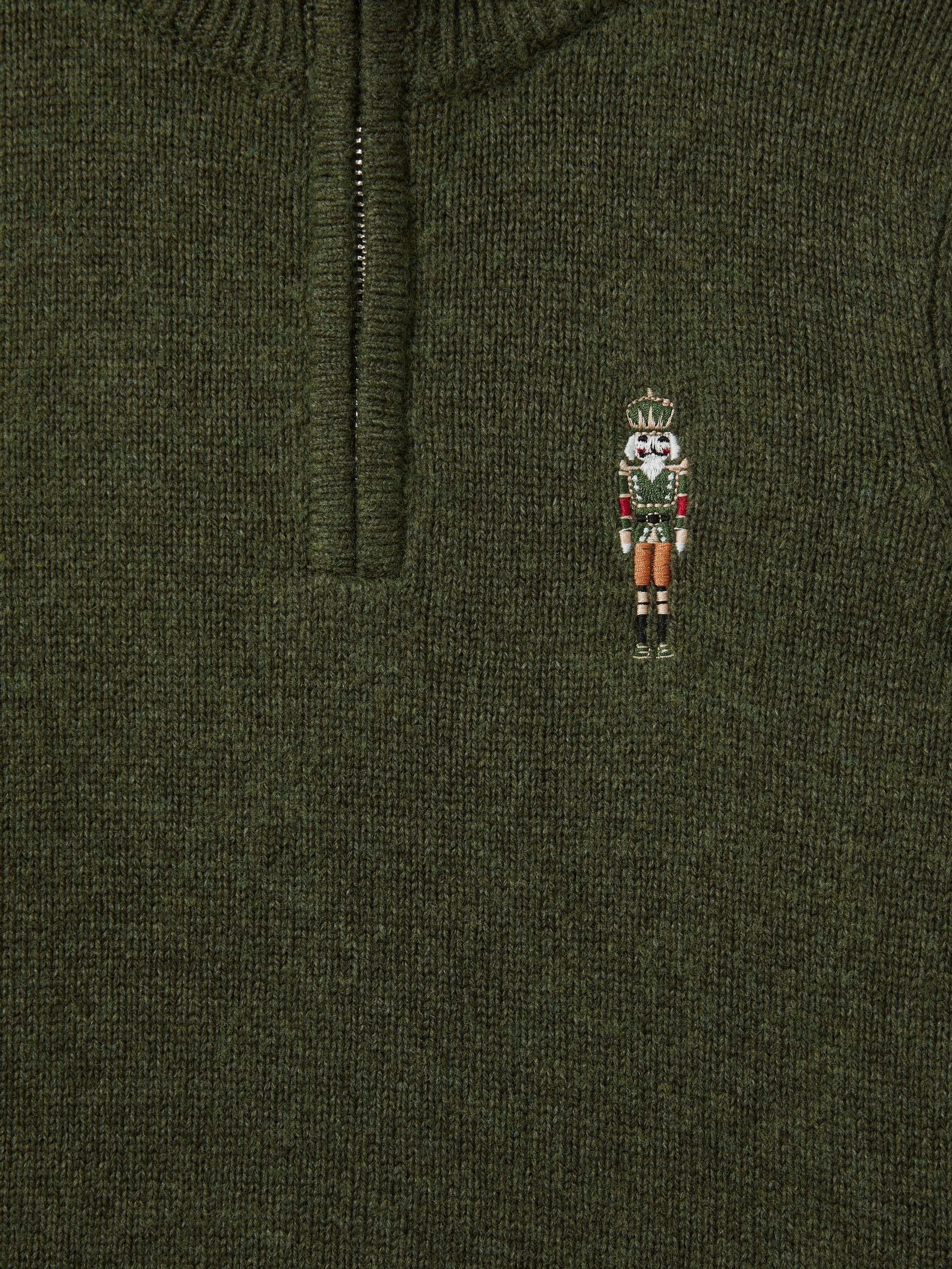 3-9 yrs Half-Zip Funnel Neck Jumper in Forest Green - Image 4 of 4