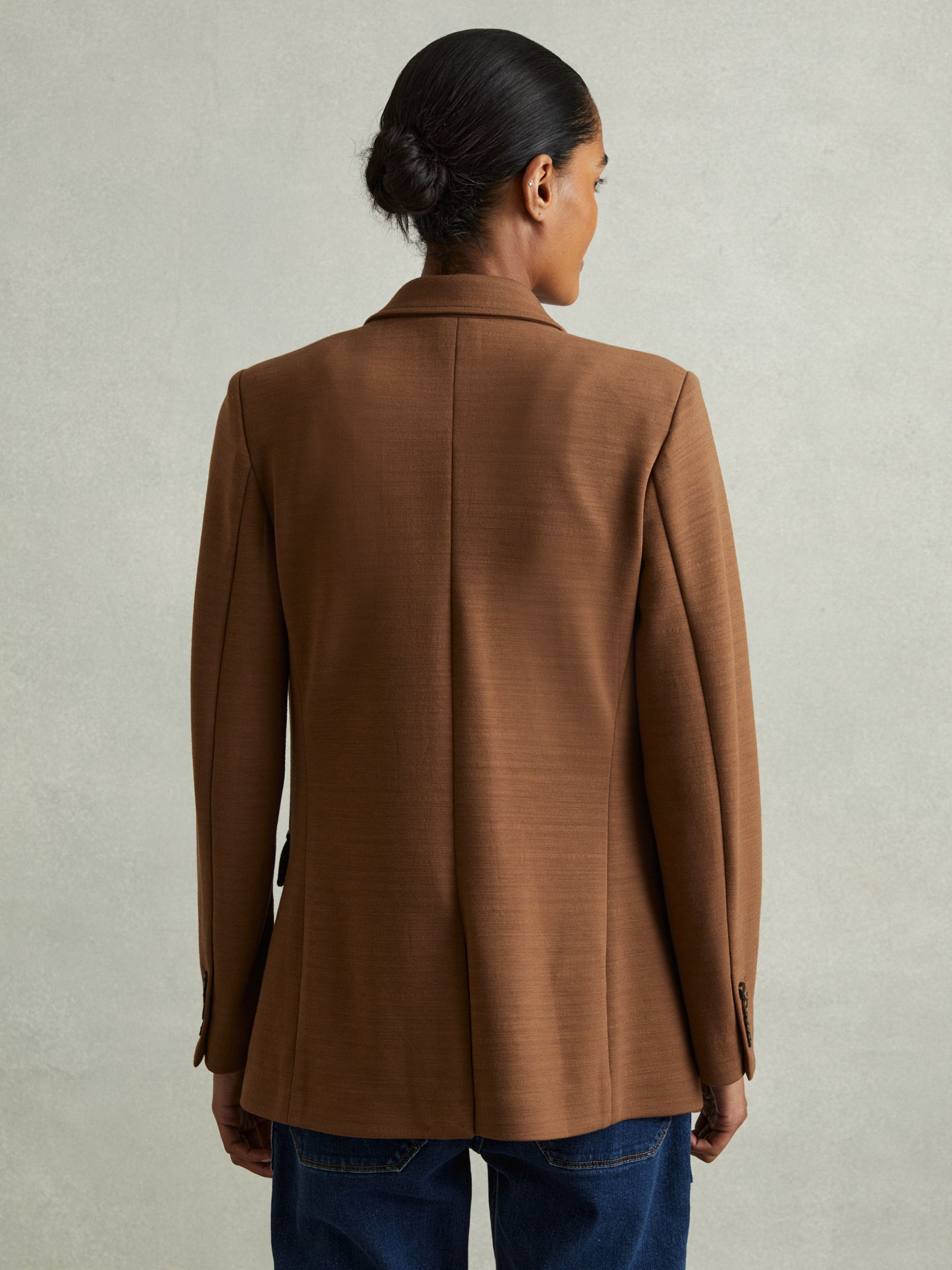 Ponte Button-Through Overshirt in Dark Camel - Image 5 of 6