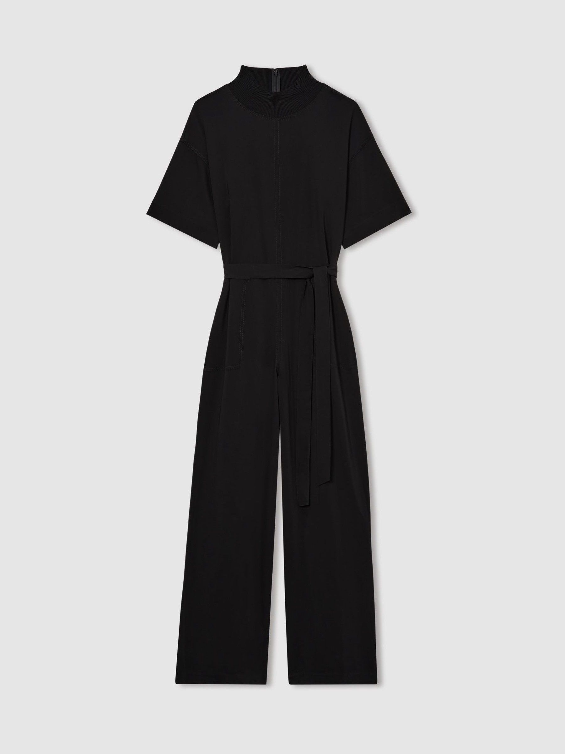 Topstitched-Cady Jumpsuit in Black - Image 2 of 7