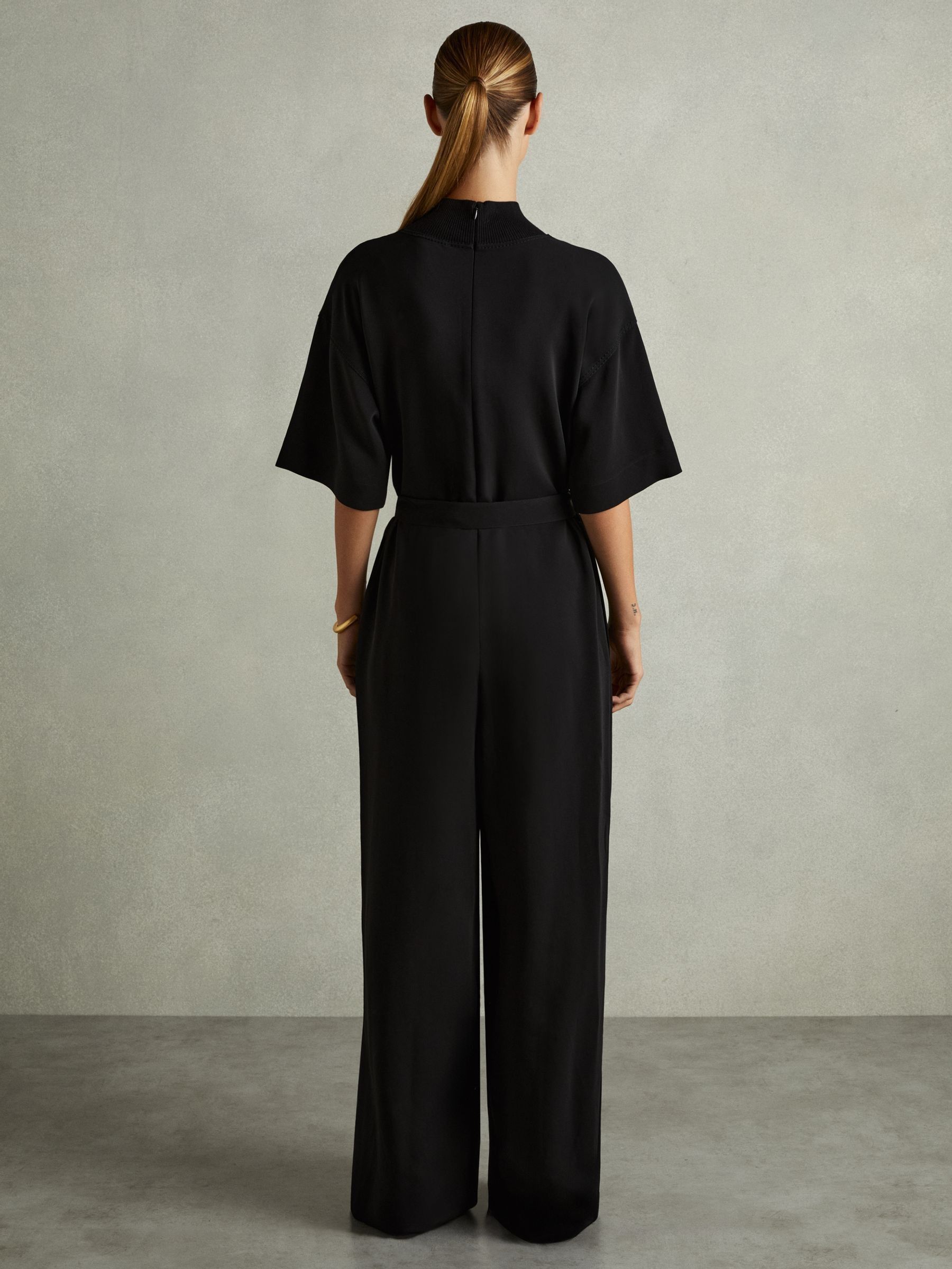 Topstitched-Cady Jumpsuit in Black - Image 5 of 7