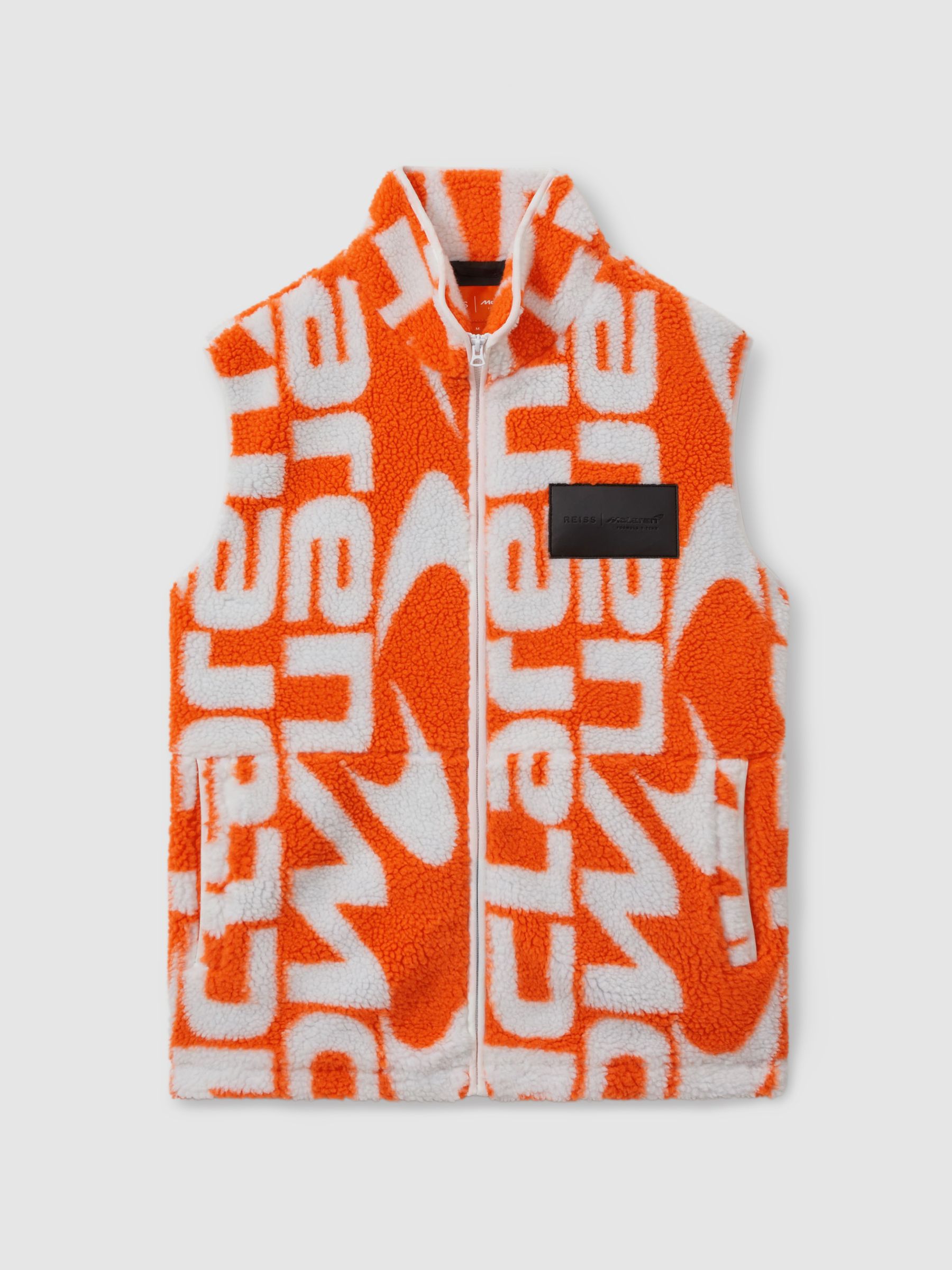 McLaren F1 Zip-Through Fleece Gilet in Papaya/White - Image 2 of 7