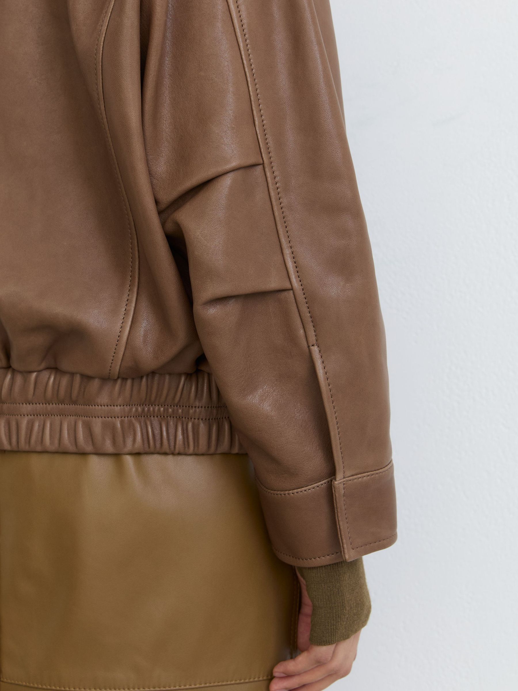Leather Twin-Pocket Relaxed Jacket in Neutral - Image 7 of 8