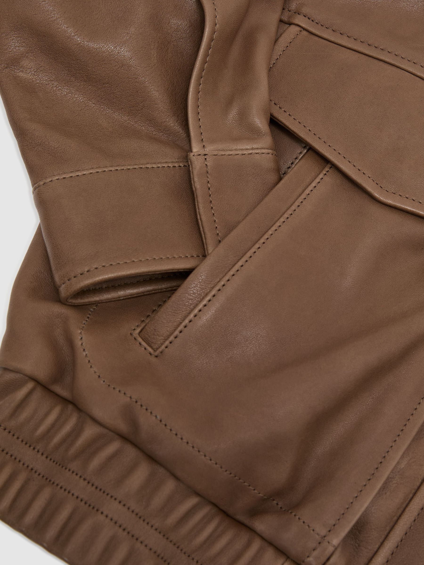 Leather Twin-Pocket Relaxed Jacket in Neutral - Image 8 of 8
