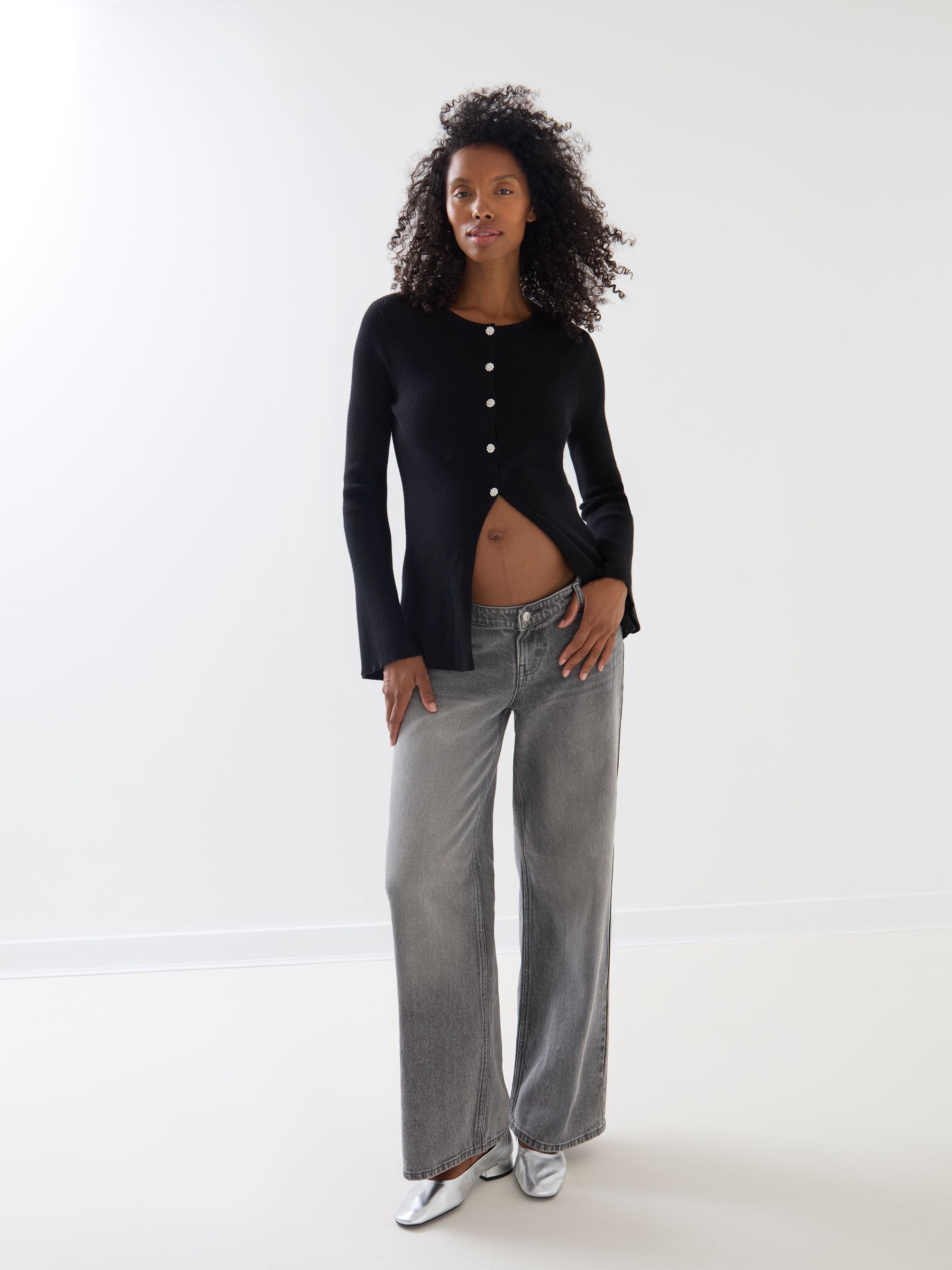 Black Embellished Button Maternity Cardigan - Image 3 of 6