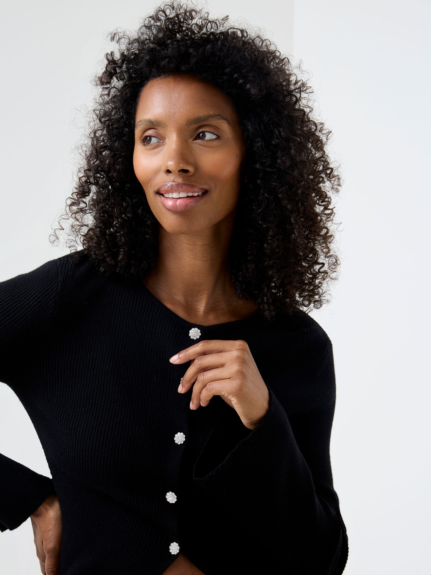 Black Embellished Button Maternity Cardigan - Image 6 of 6