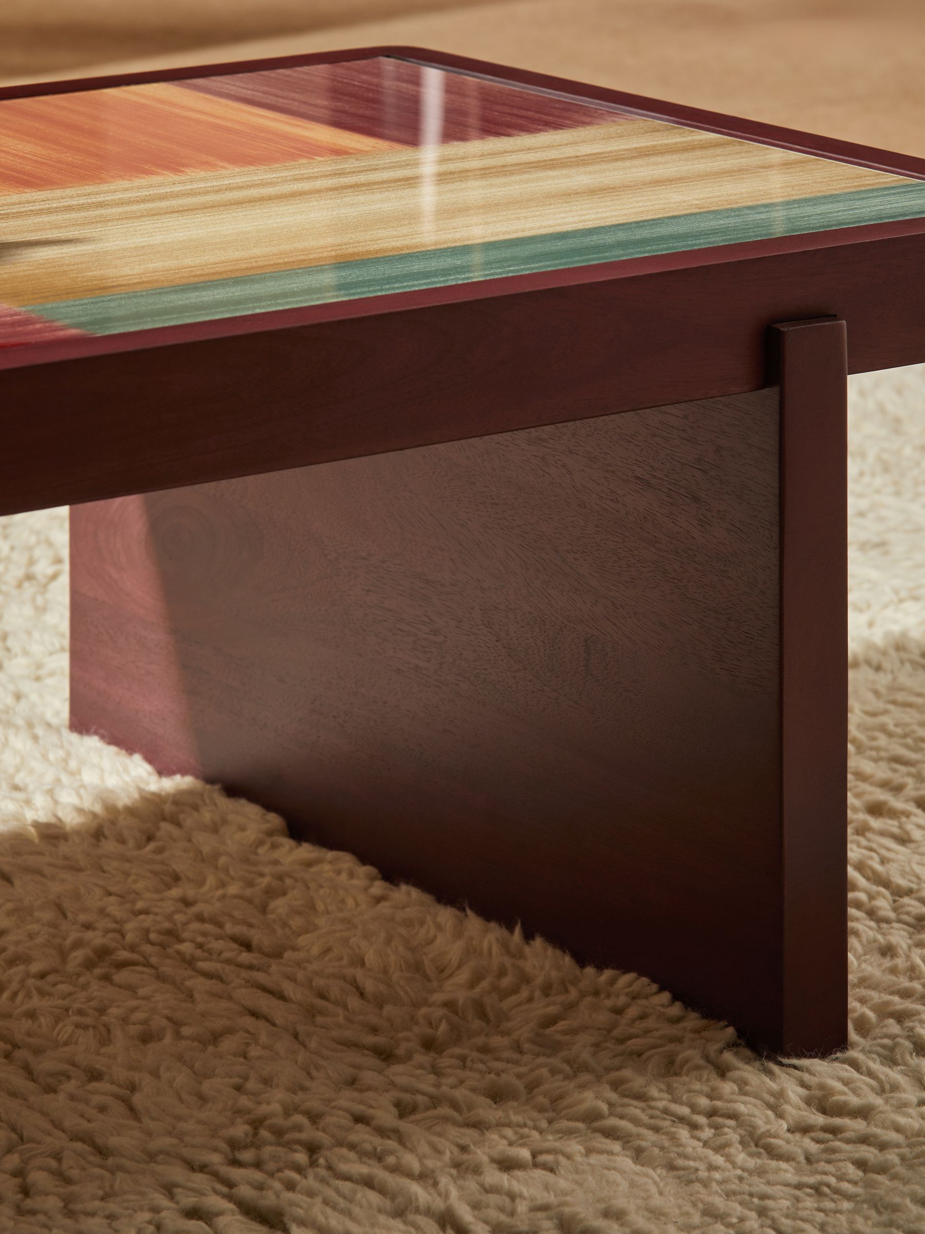 Jinni Coffee Table in Burgundy Mango Wood - Image 3 of 5