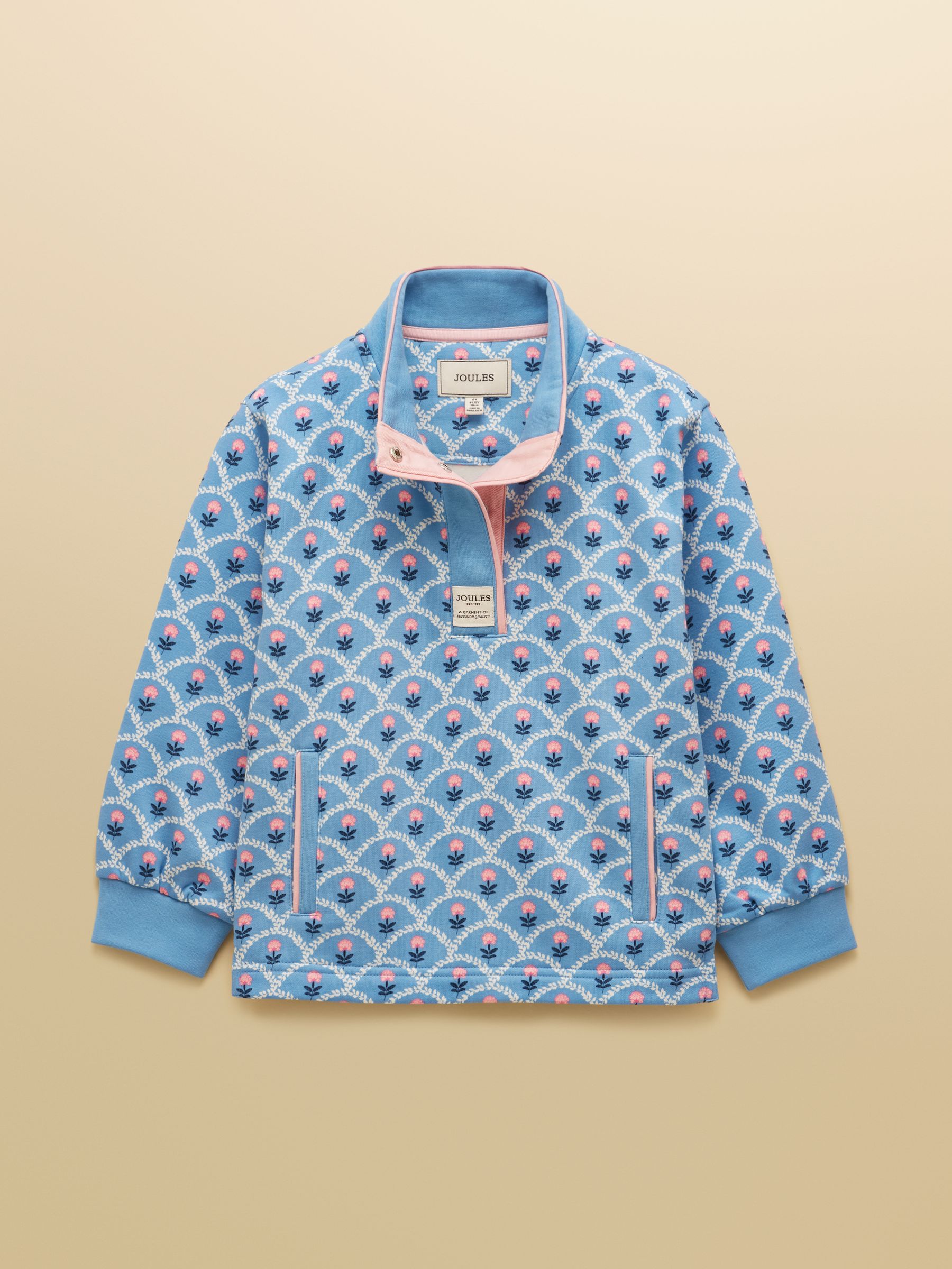 Girls' Burnham Blue/Pink Funnel Neck Sweatshirt - Image 1 of 4