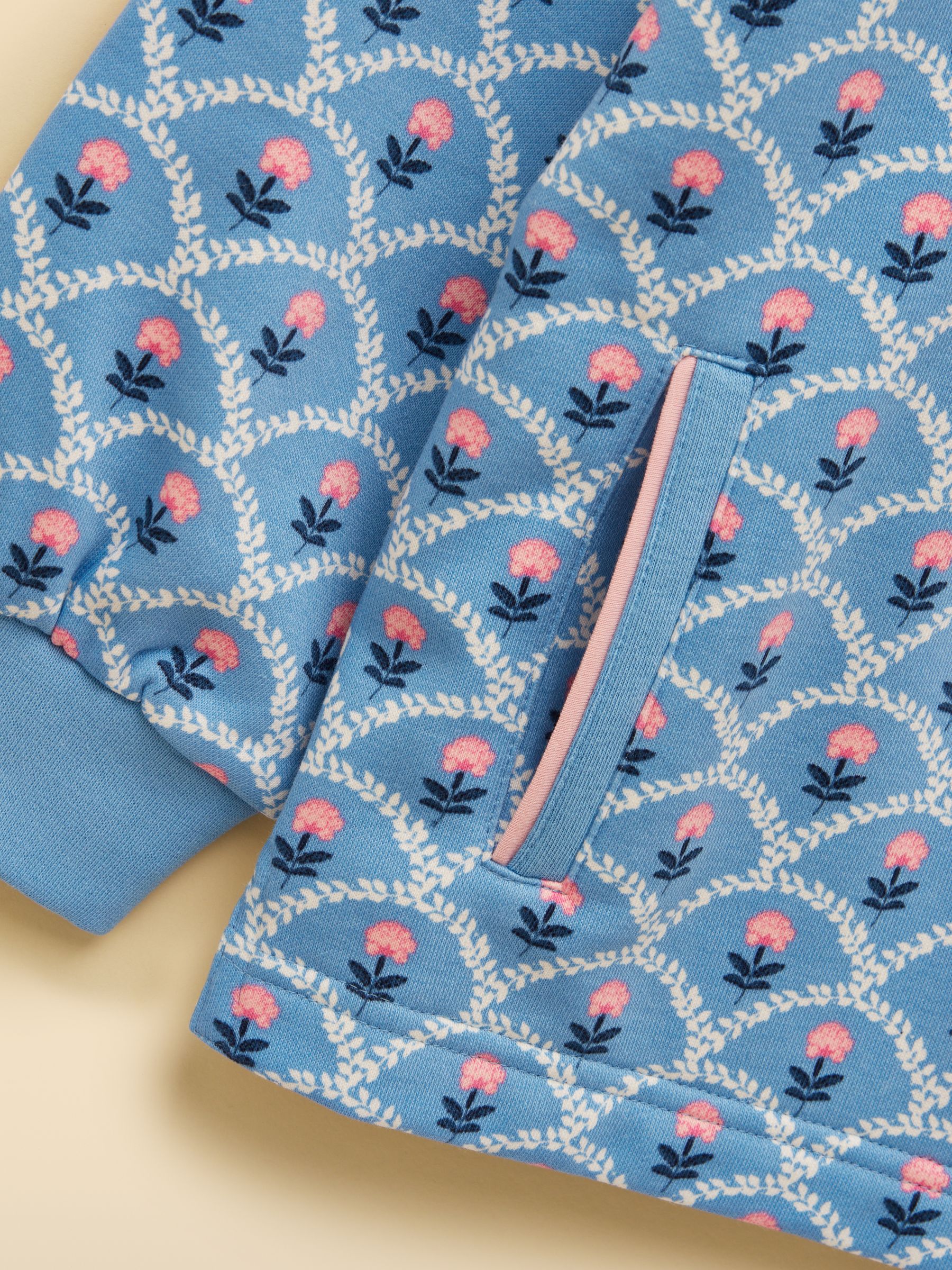 Girls' Burnham Blue/Pink Funnel Neck Sweatshirt - Image 4 of 4