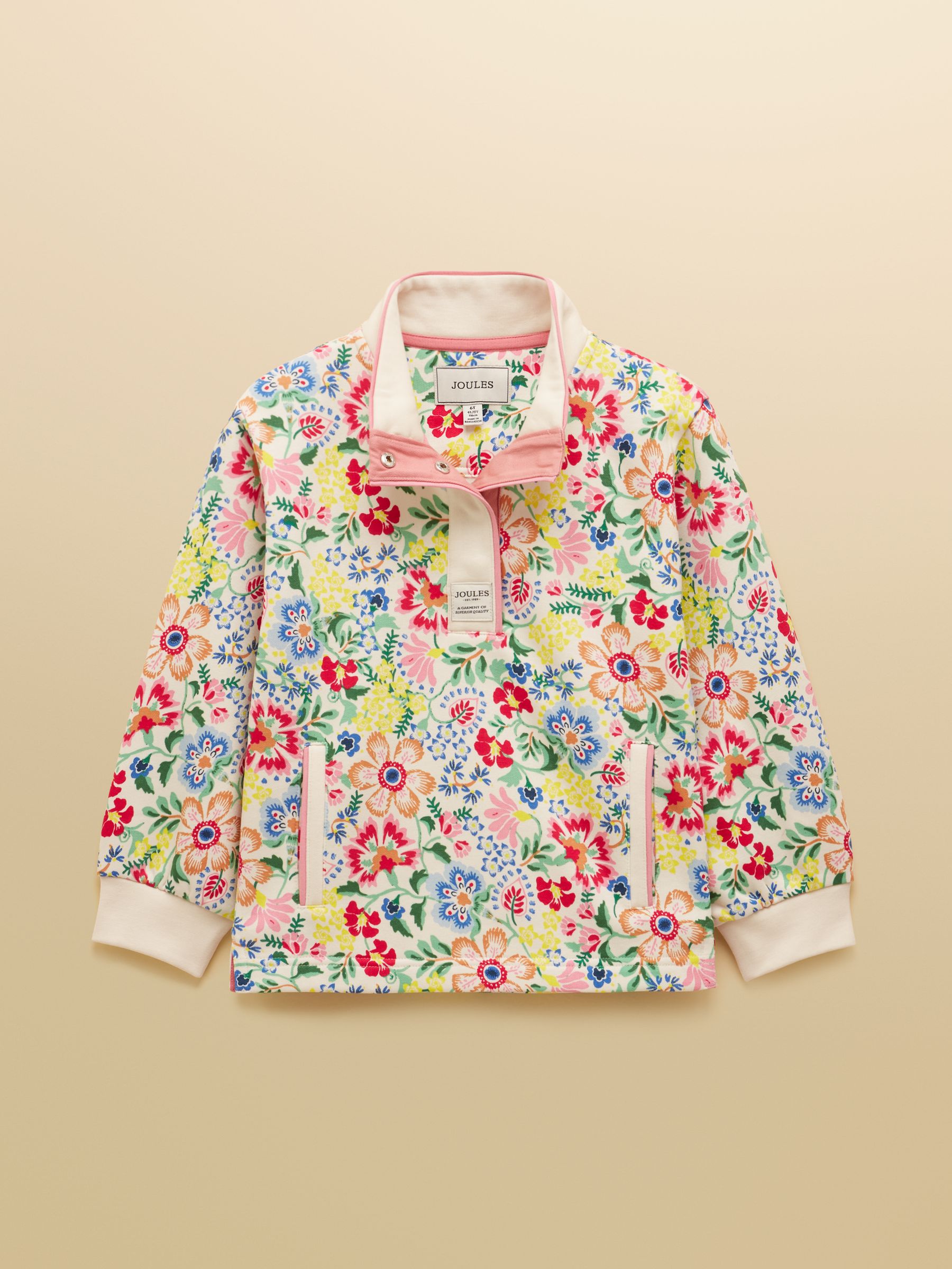 Girls' Burnham Multi Floral Funnel Neck Sweatshirt - Image 1 of 4 Girls' Burnham Multi Floral Funnel Neck Sweatshirt - Image 1 of 4