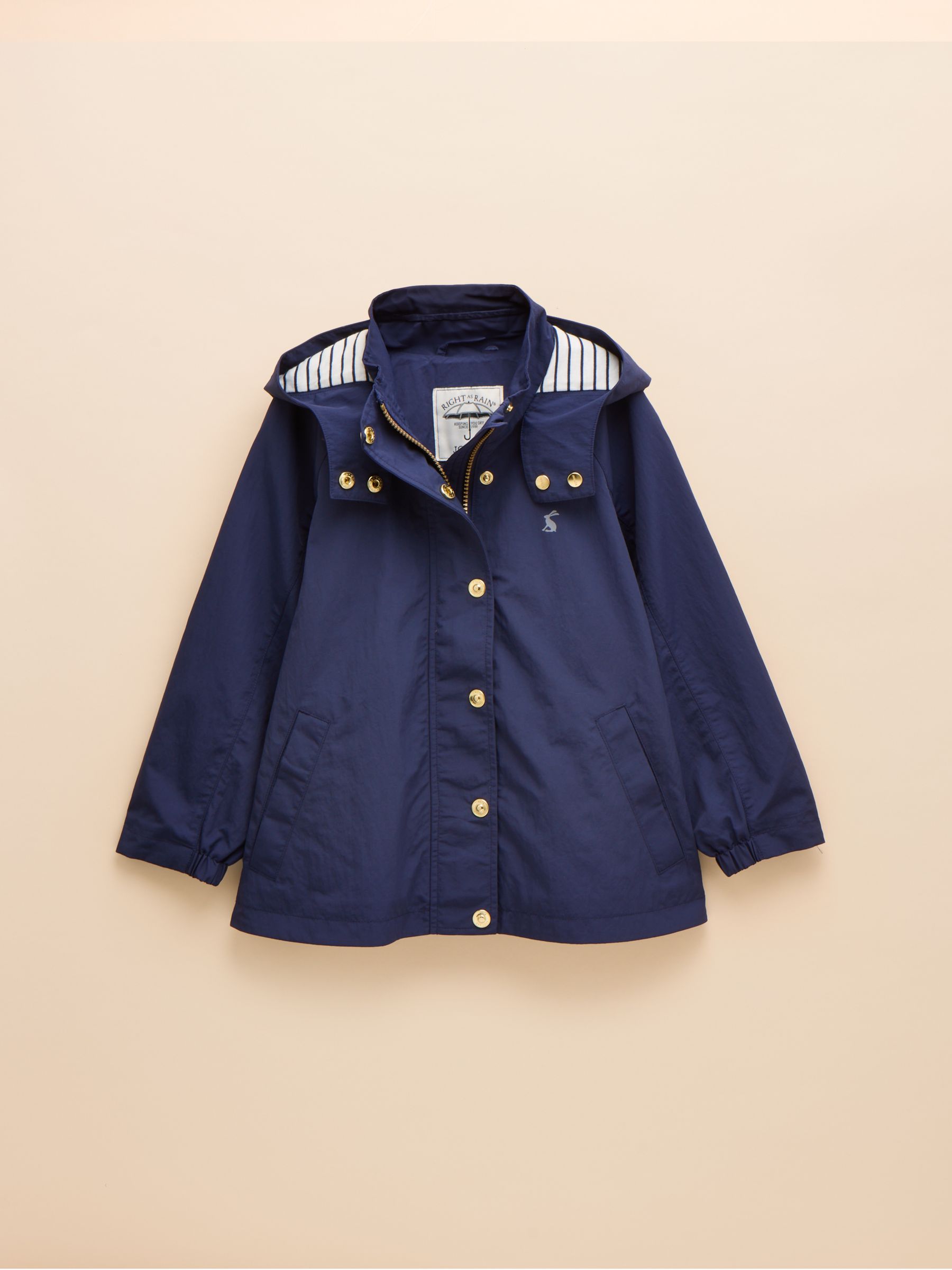 Girls' Meadow Navy Blue Showerproof Raincoat With Hood - Image 1 of 6