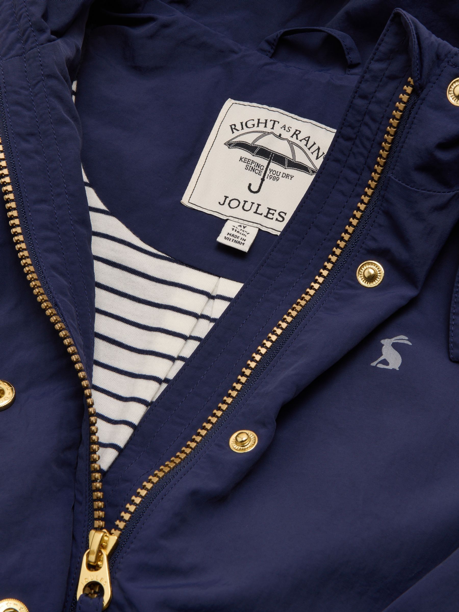 Girls' Meadow Navy Blue Showerproof Raincoat With Hood - Image 4 of 6