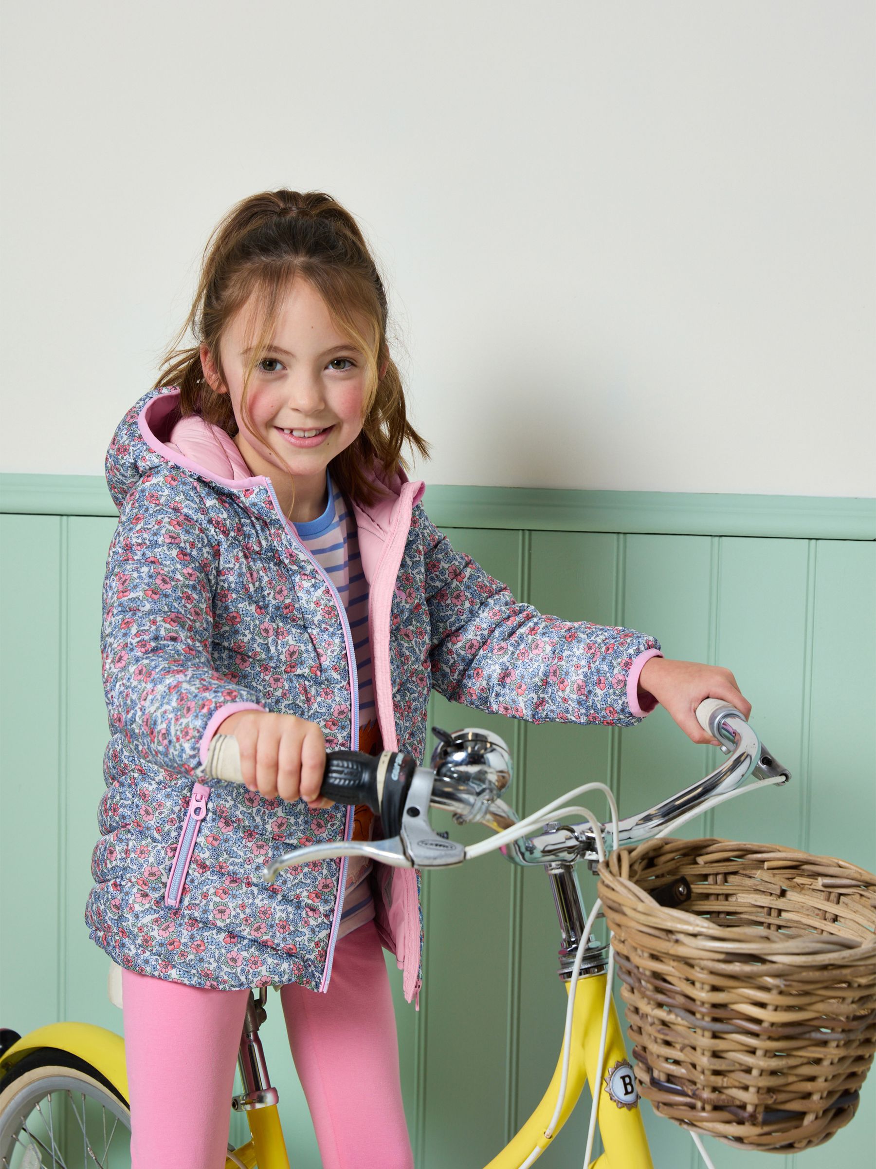 Kids' Cairn Pink Ditsy Showerproof Padded Coat with Hood - Image 2 of 6