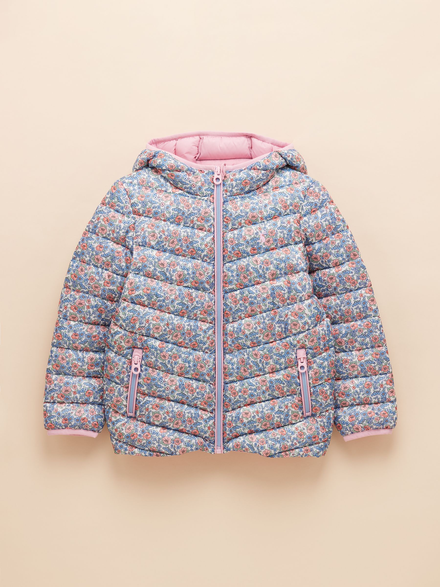 Kids' Cairn Pink Ditsy Showerproof Padded Coat with Hood - Image 3 of 6