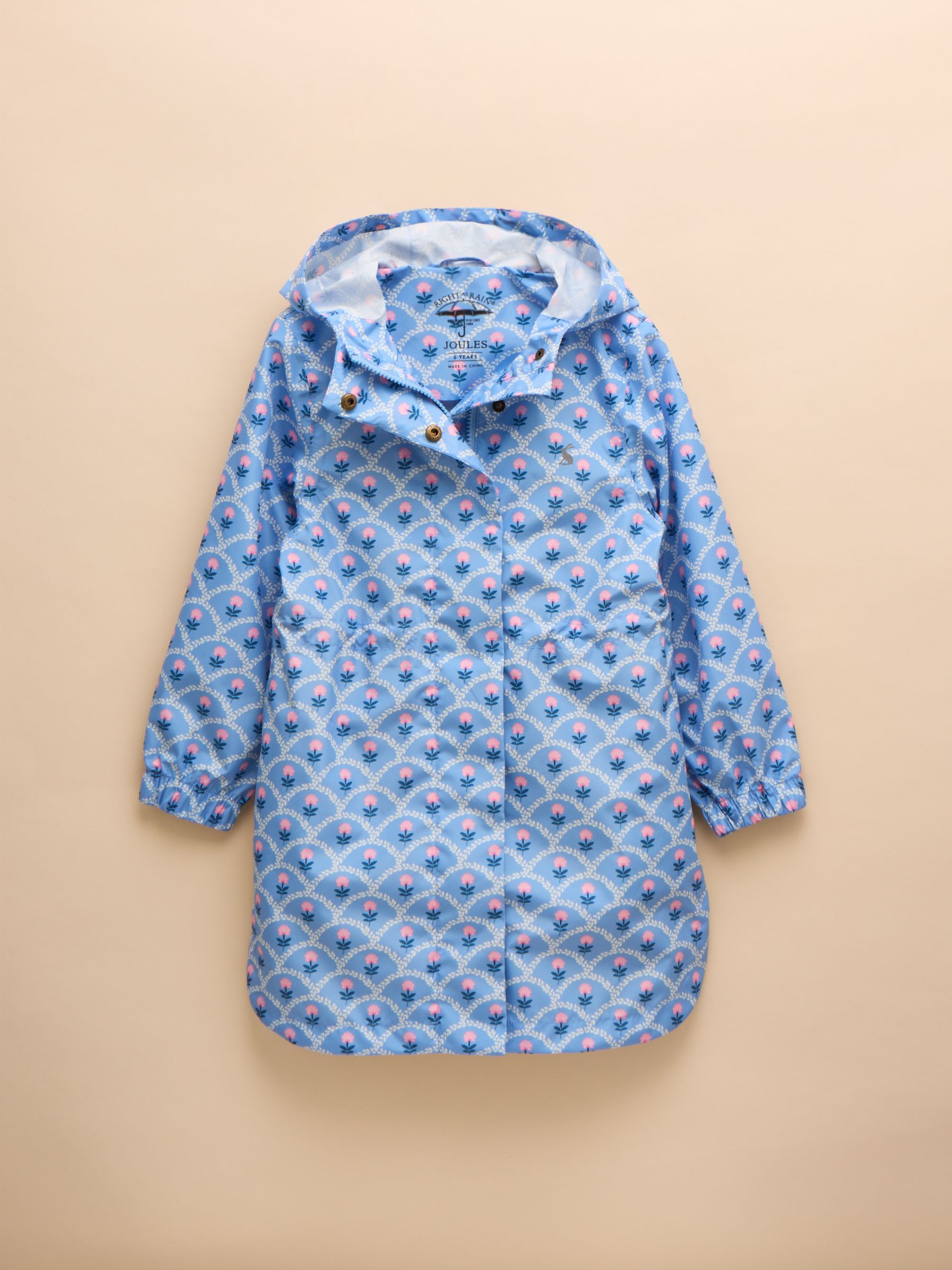 Rainford Blue Floral Waterproof Packable Raincoat With Hood - Image 4 of 5