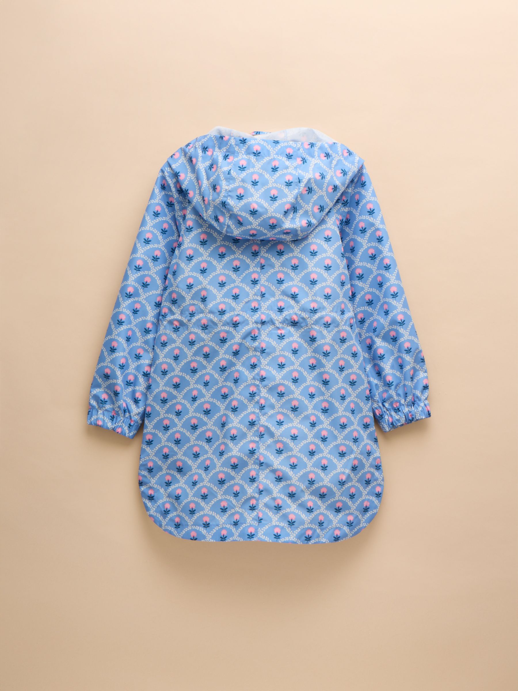 Rainford Blue Floral Waterproof Packable Raincoat With Hood - Image 5 of 5