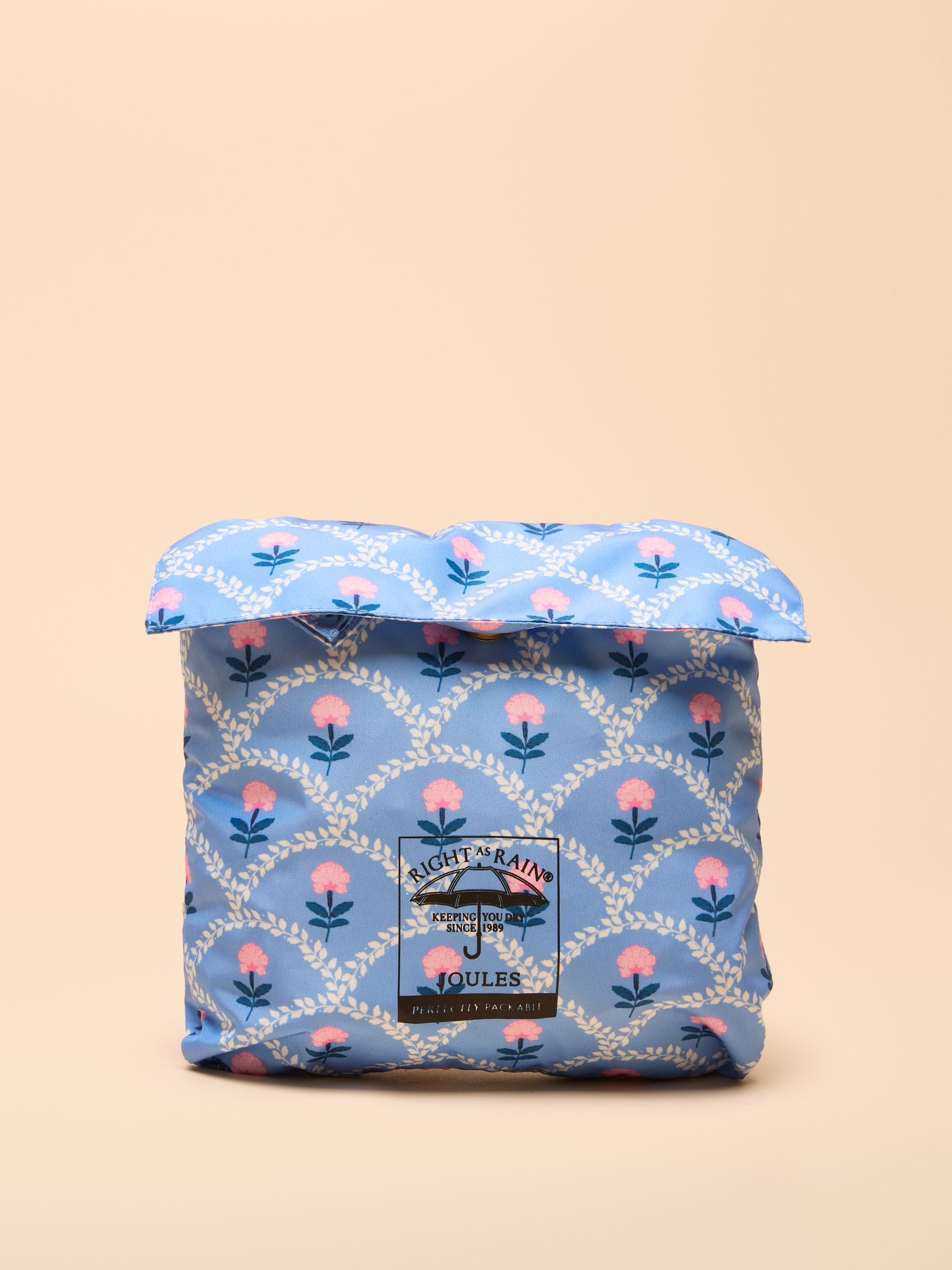 Rainford Blue Floral Waterproof Packable Raincoat With Hood - Image 9 of 9