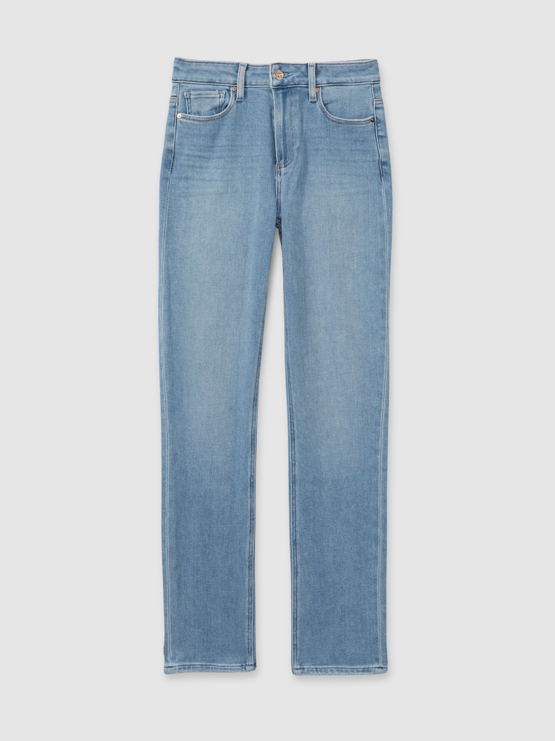Paige High Rise Straight Leg Jeans in Canvases Blue - Image 2 of 5