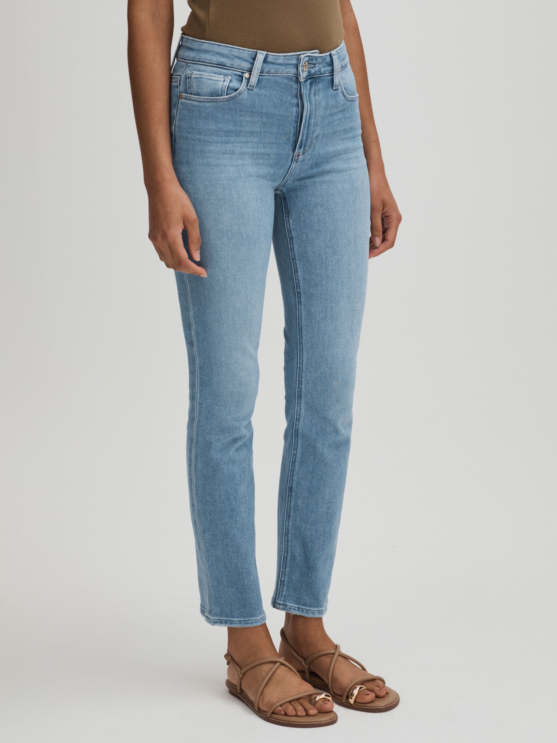 Paige High Rise Straight Leg Jeans in Canvases Blue - Image 3 of 5