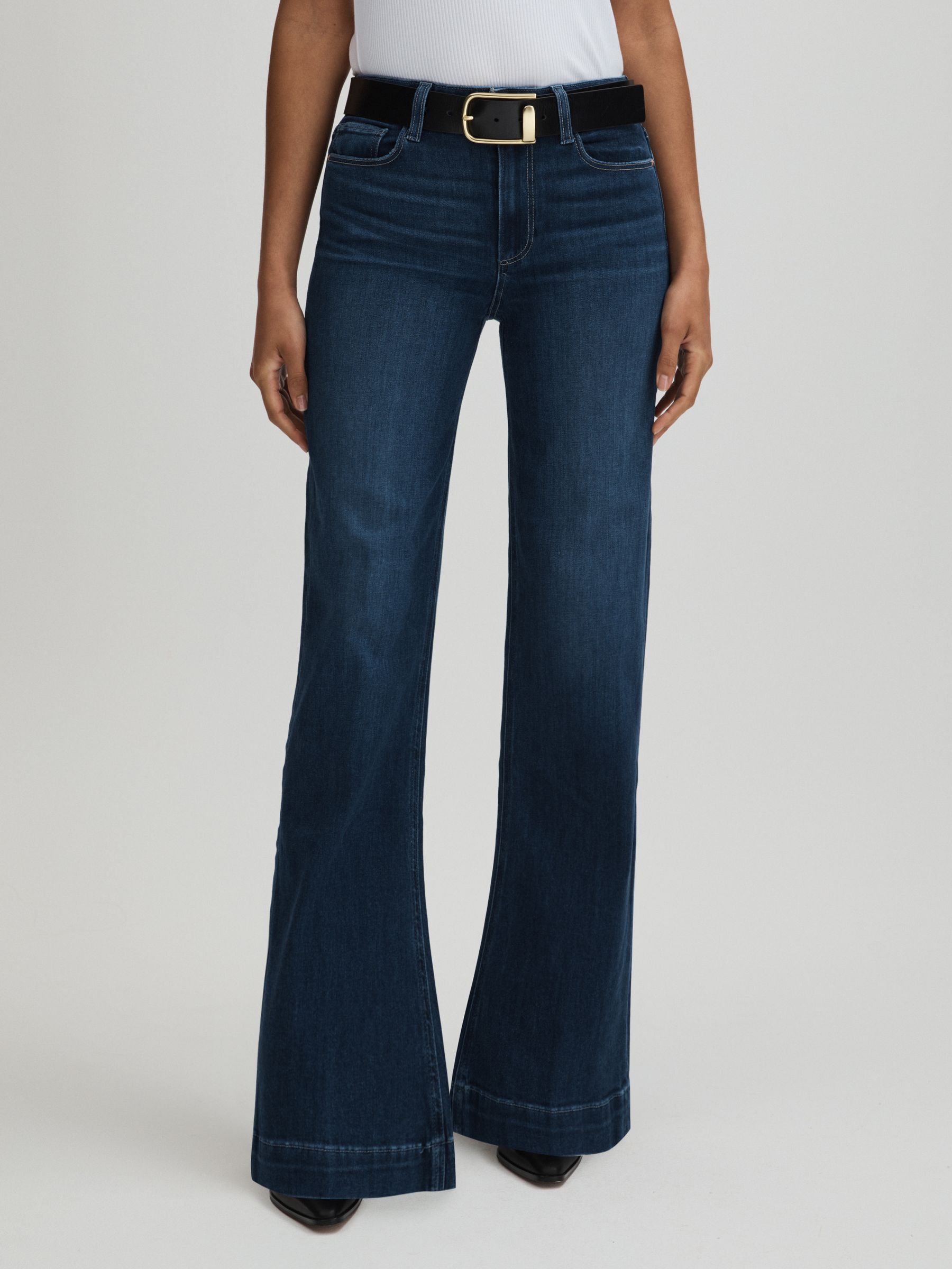 Paige High Rise Wide Leg Jeans in Notre Dame Blue - Image 1 of 5