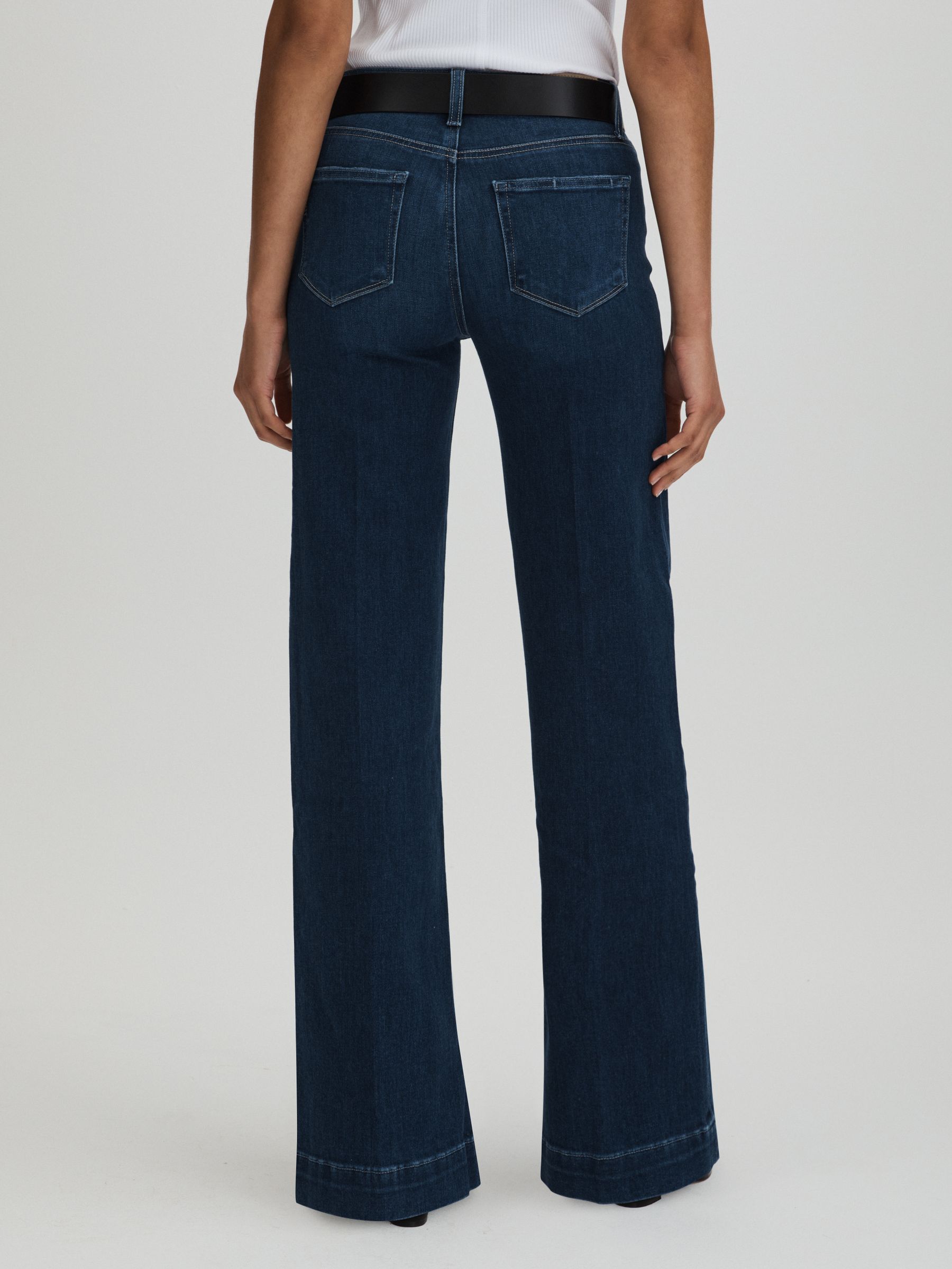 Paige High Rise Wide Leg Jeans in Notre Dame Blue - Image 4 of 5