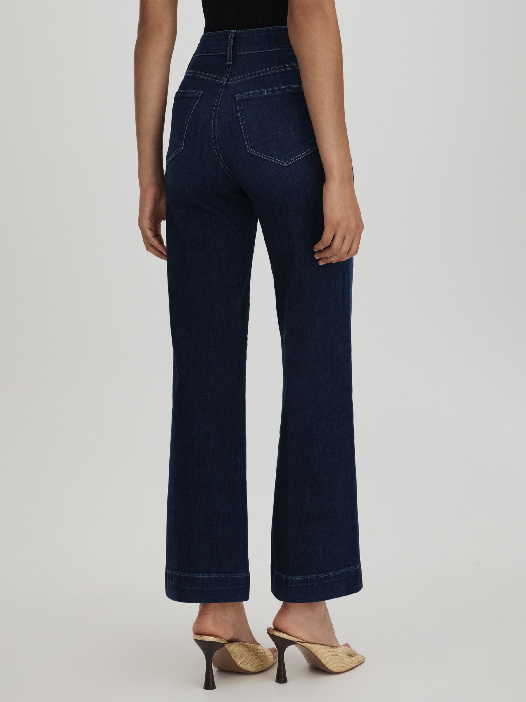 Paige Flared Cropped Jeans in Symbolism Blue - Image 4 of 5