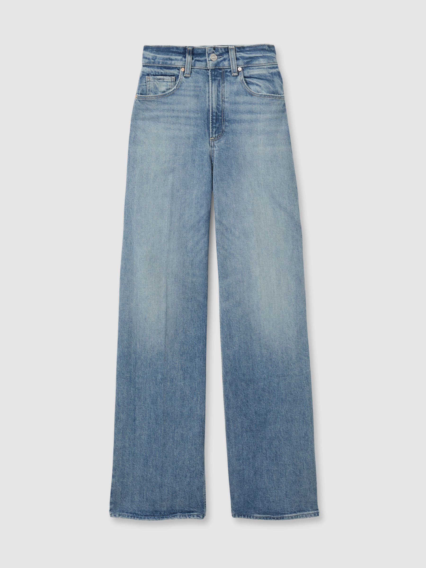 Sasha 32In Magnifique Blue Paige Wide Leg Distressed Jeans - Image 2 of 5