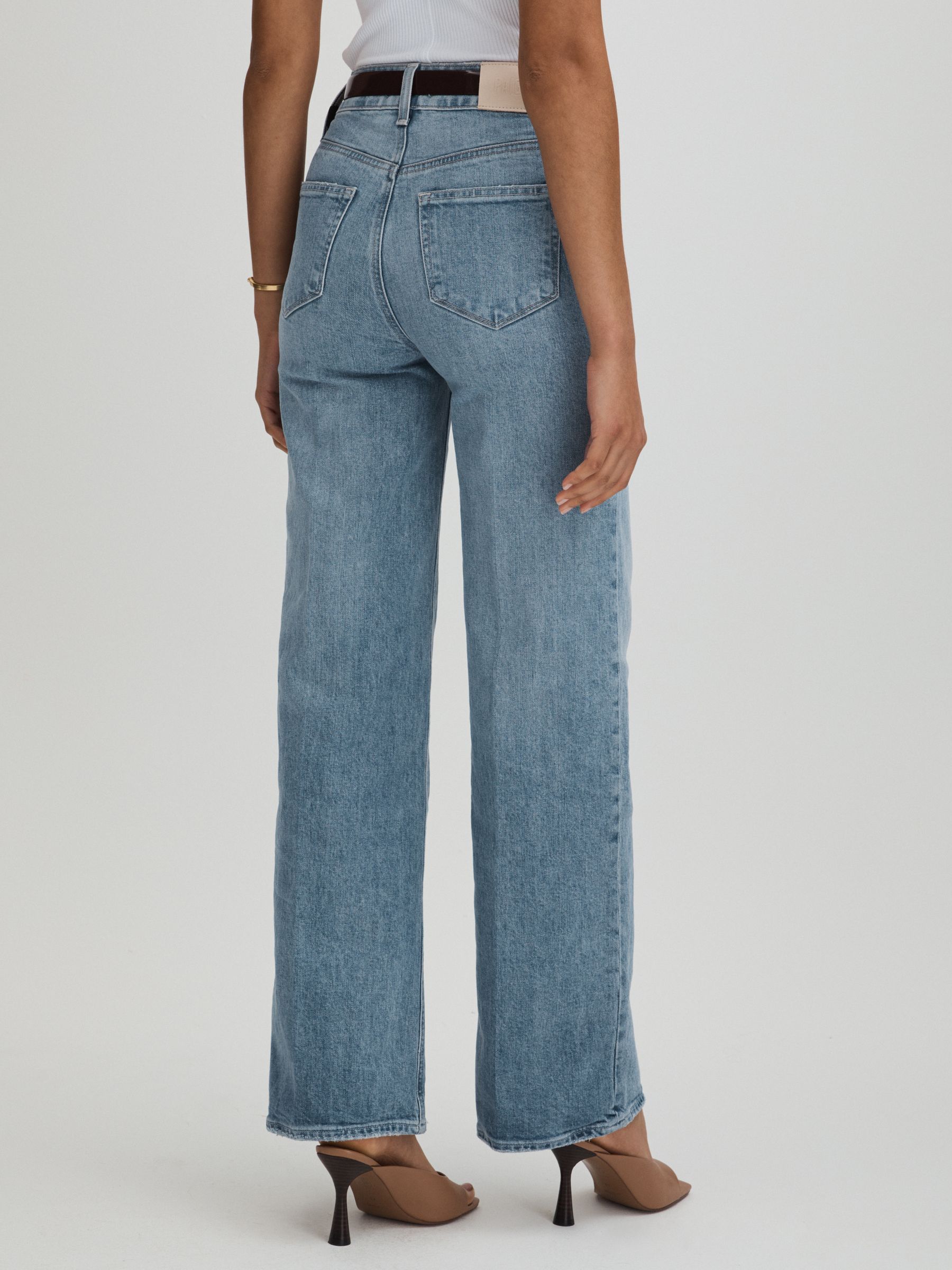 Sasha 32In Magnifique Blue Paige Wide Leg Distressed Jeans - Image 4 of 5