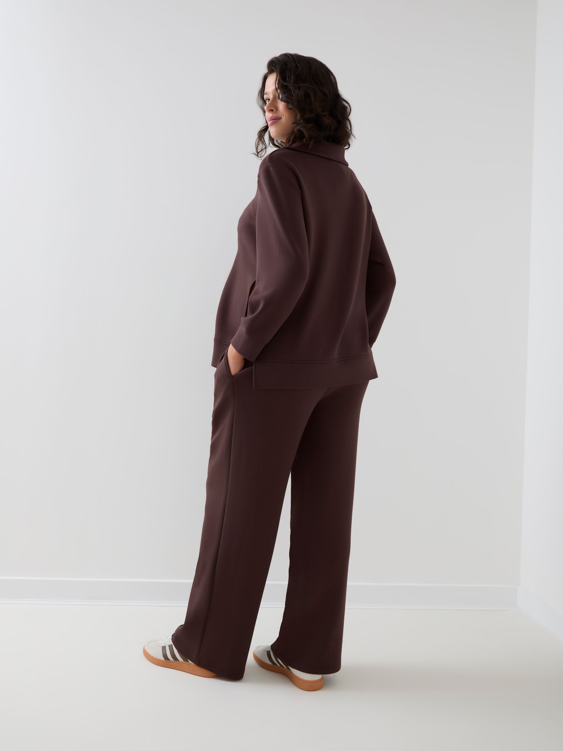 Brown Co-ord Premium Jersey Maternity Half Zip Sweatshirt - Image 5 of 6