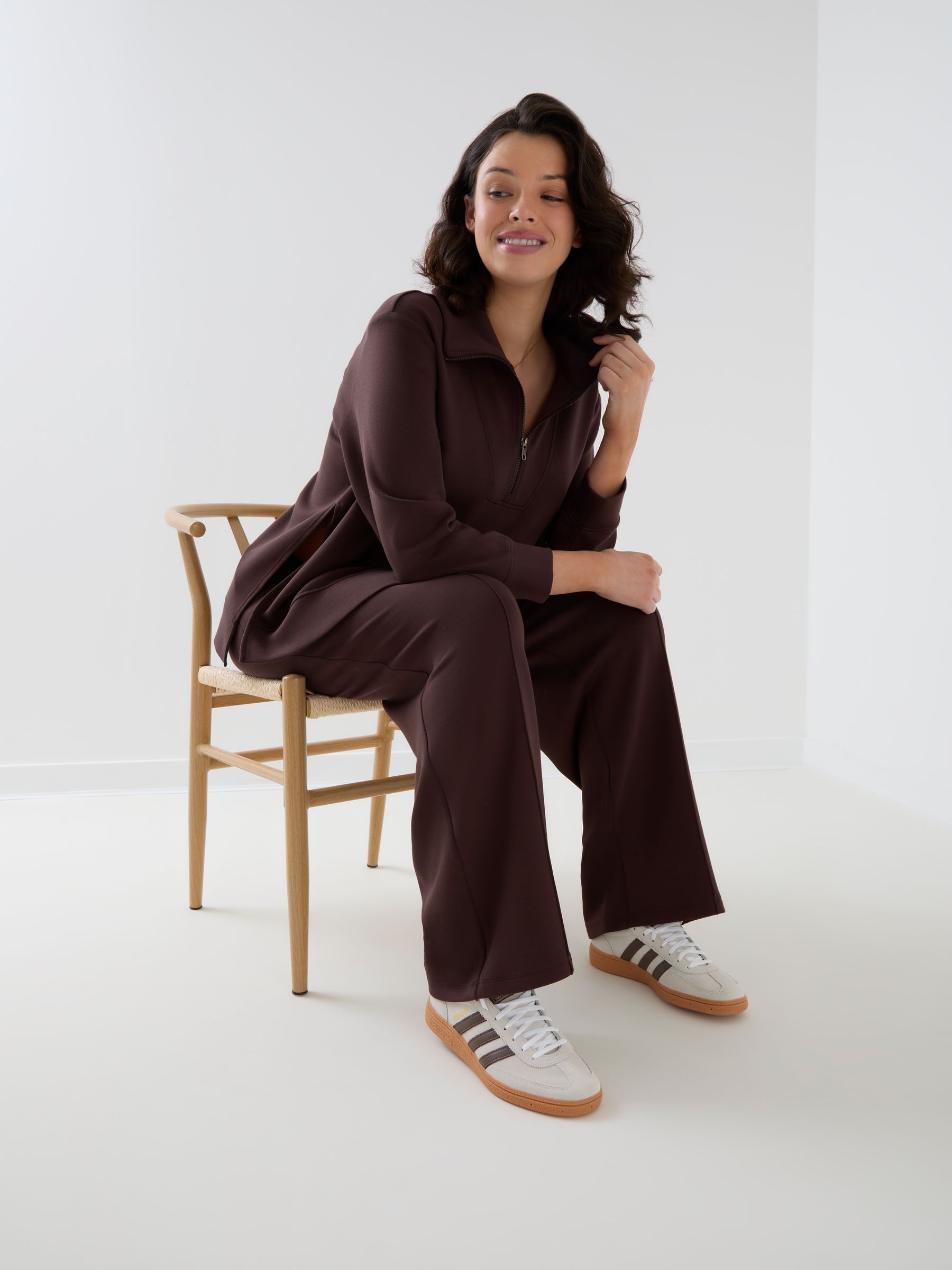 Brown Co-ord Premium Jersey Maternity Half Zip Sweatshirt - Image 6 of 6 Brown Co-ord Premium Jersey Maternity Half Zip Sweatshirt - Image 6 of 6