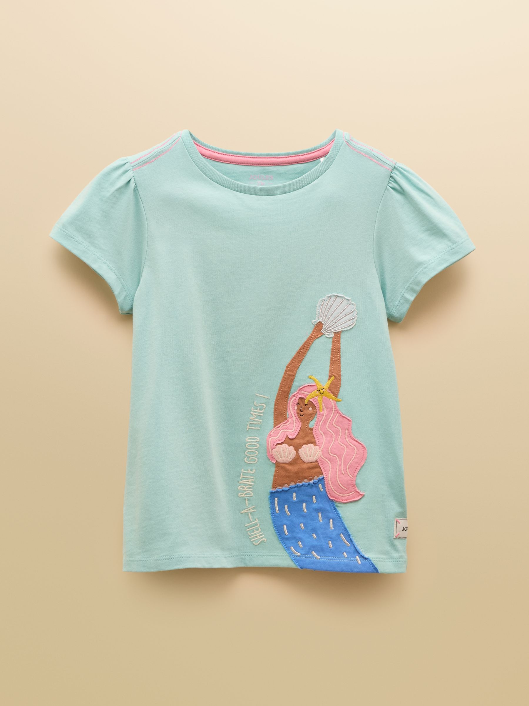 Astra Light Blue Mermaid Applique Cotton T-Shirt - Image 1 of 4