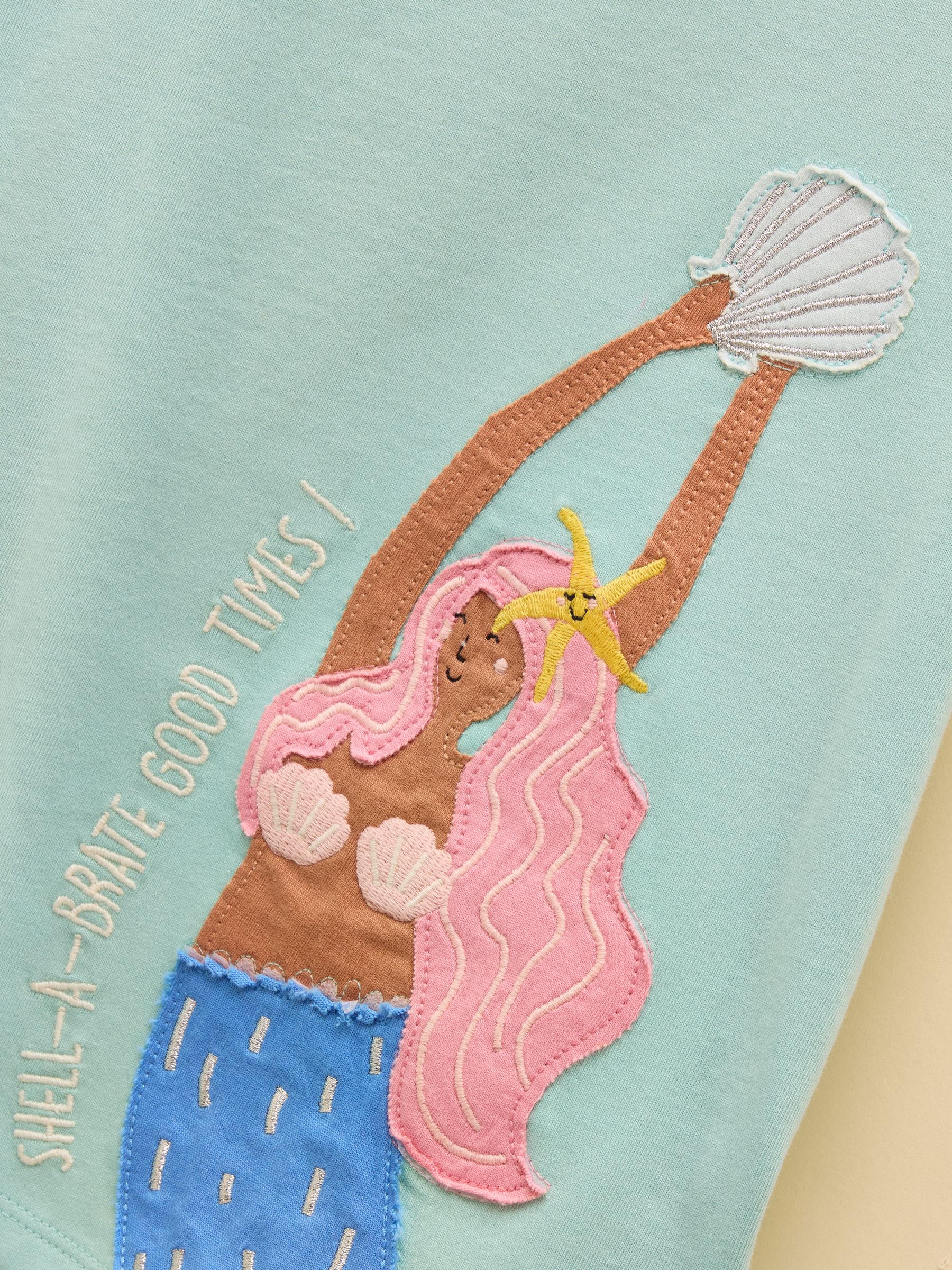Astra Light Blue Mermaid Applique Cotton T-Shirt - Image 3 of 4