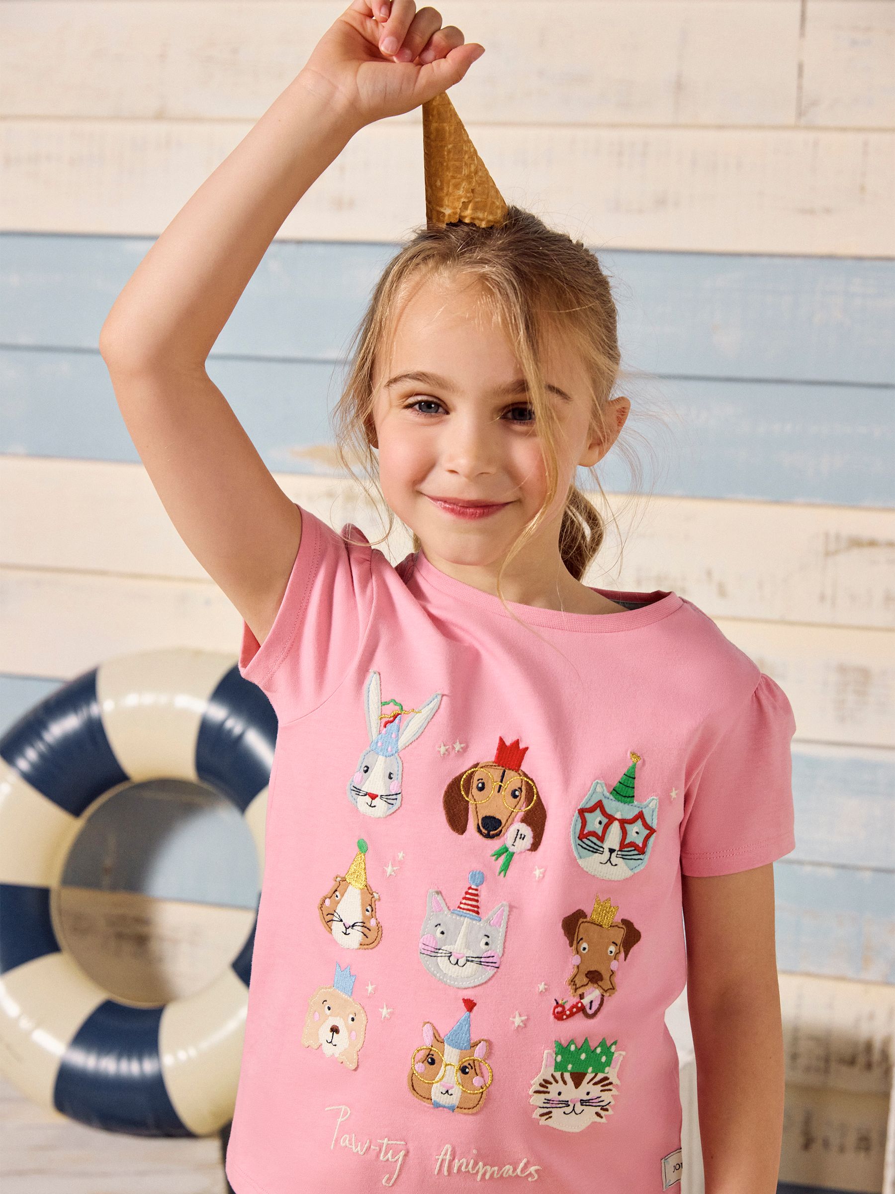 Astra Pink Animal Applique Cotton T-Shirt - Image 2 of 7