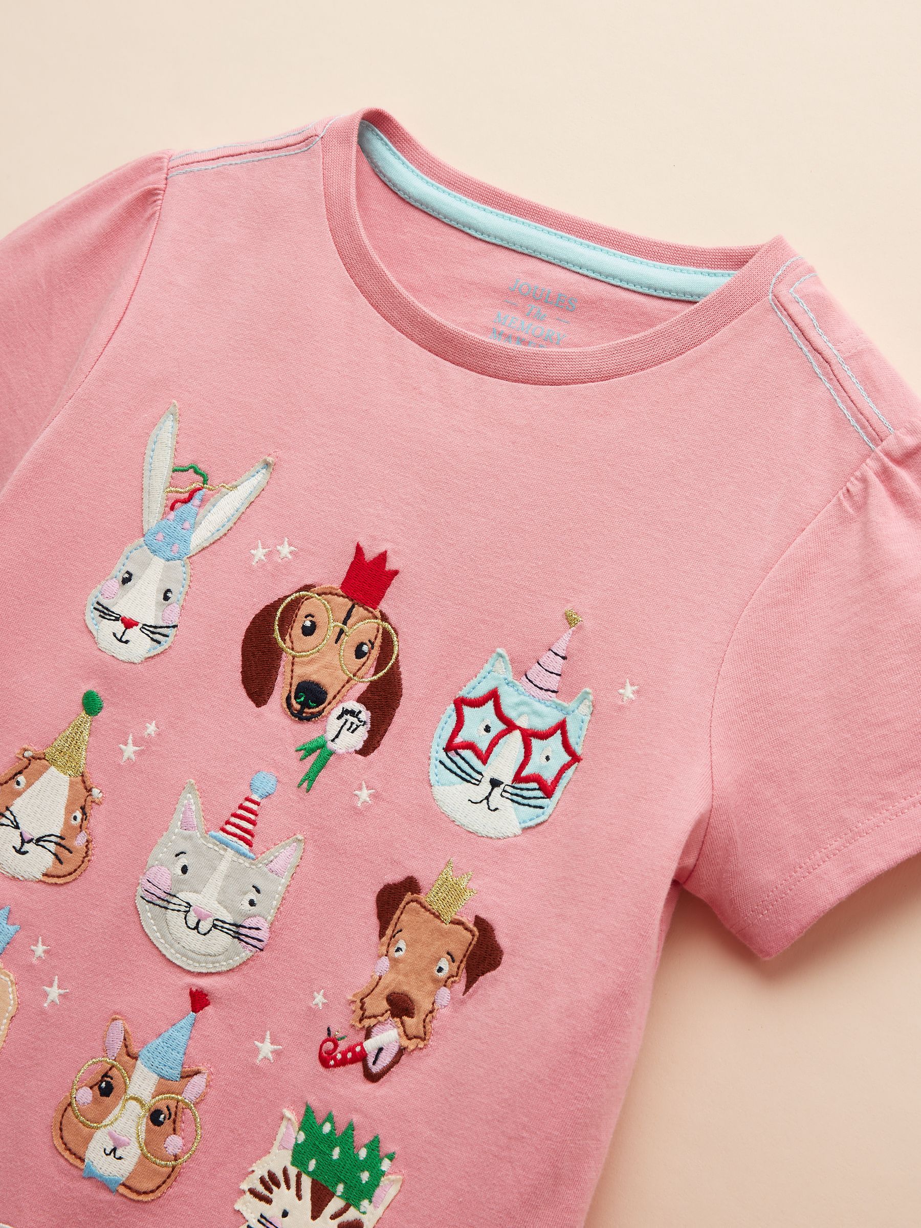 Astra Pink Animal Applique Cotton T-Shirt - Image 5 of 7