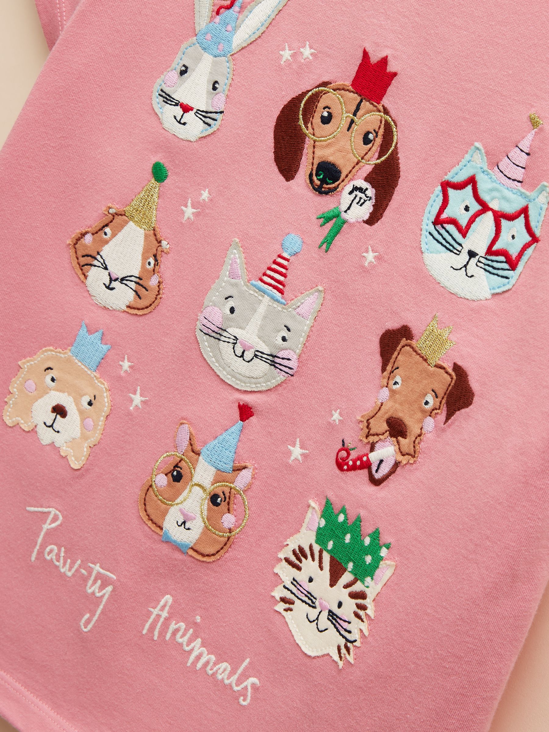 Astra Pink Animal Applique Cotton T-Shirt - Image 6 of 7