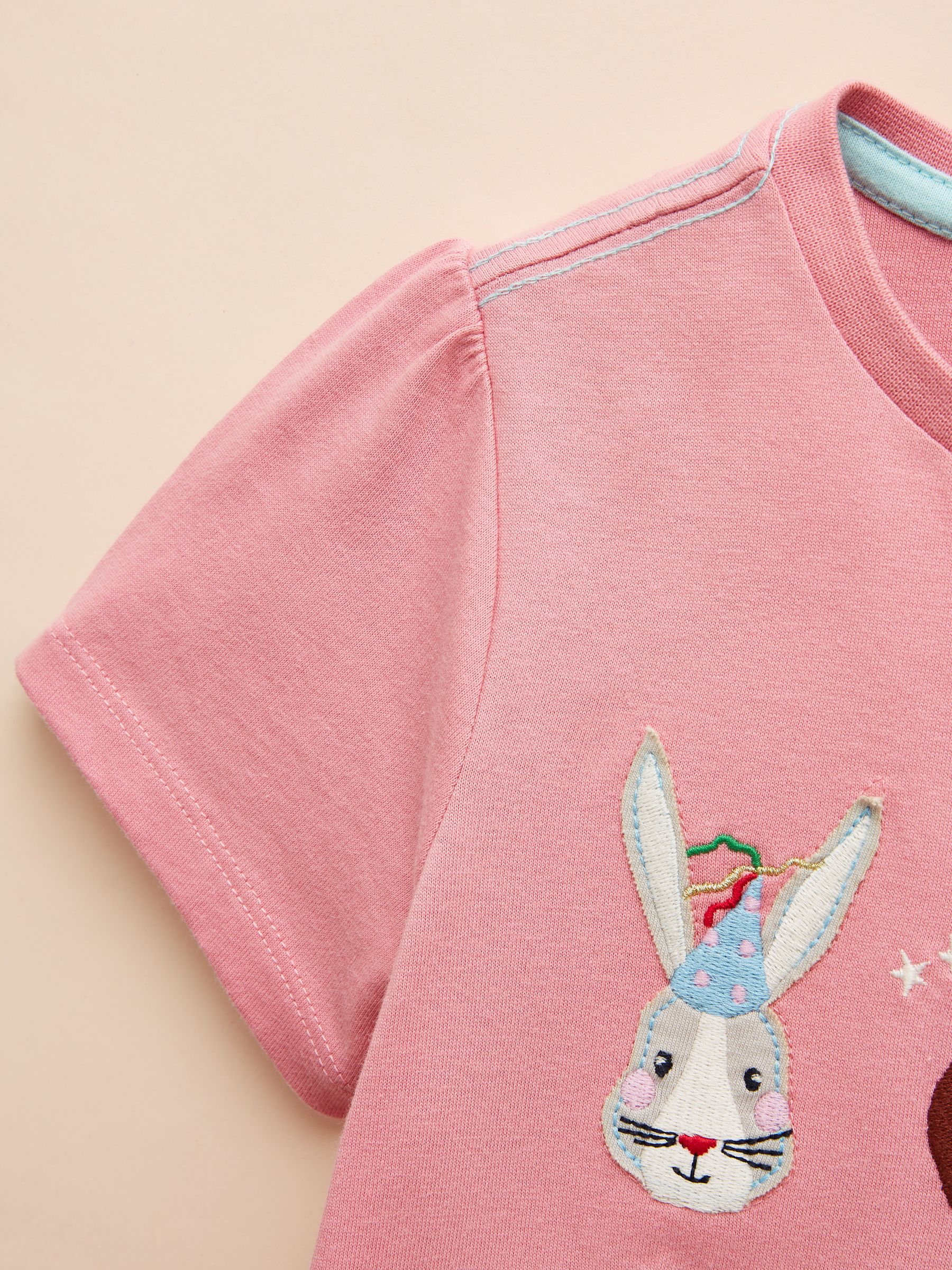 Astra Pink Animal Applique Cotton T-Shirt - Image 7 of 7