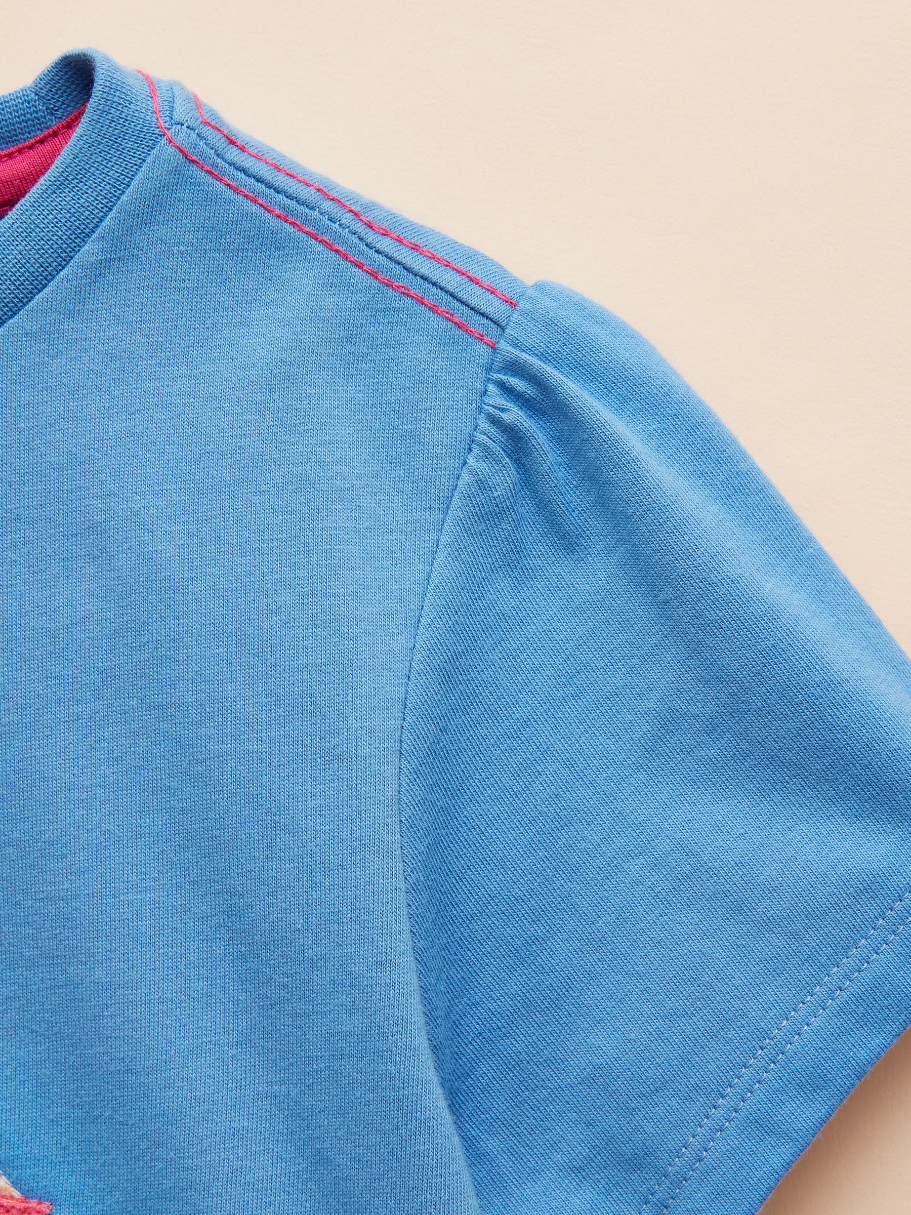 Astra Blue Flamingo Applique Cotton T-Shirt - Image 5 of 5