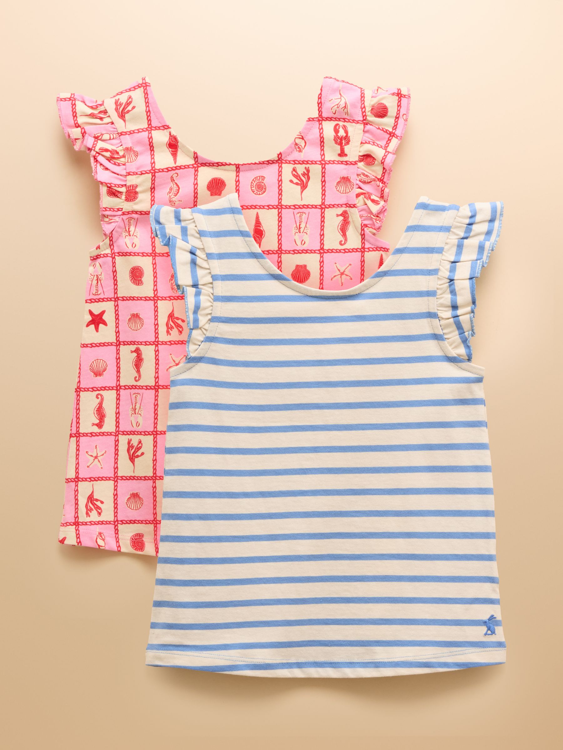 Butterfly Pink/Blue Pack of Two Frill Vests - Image 1 of 9