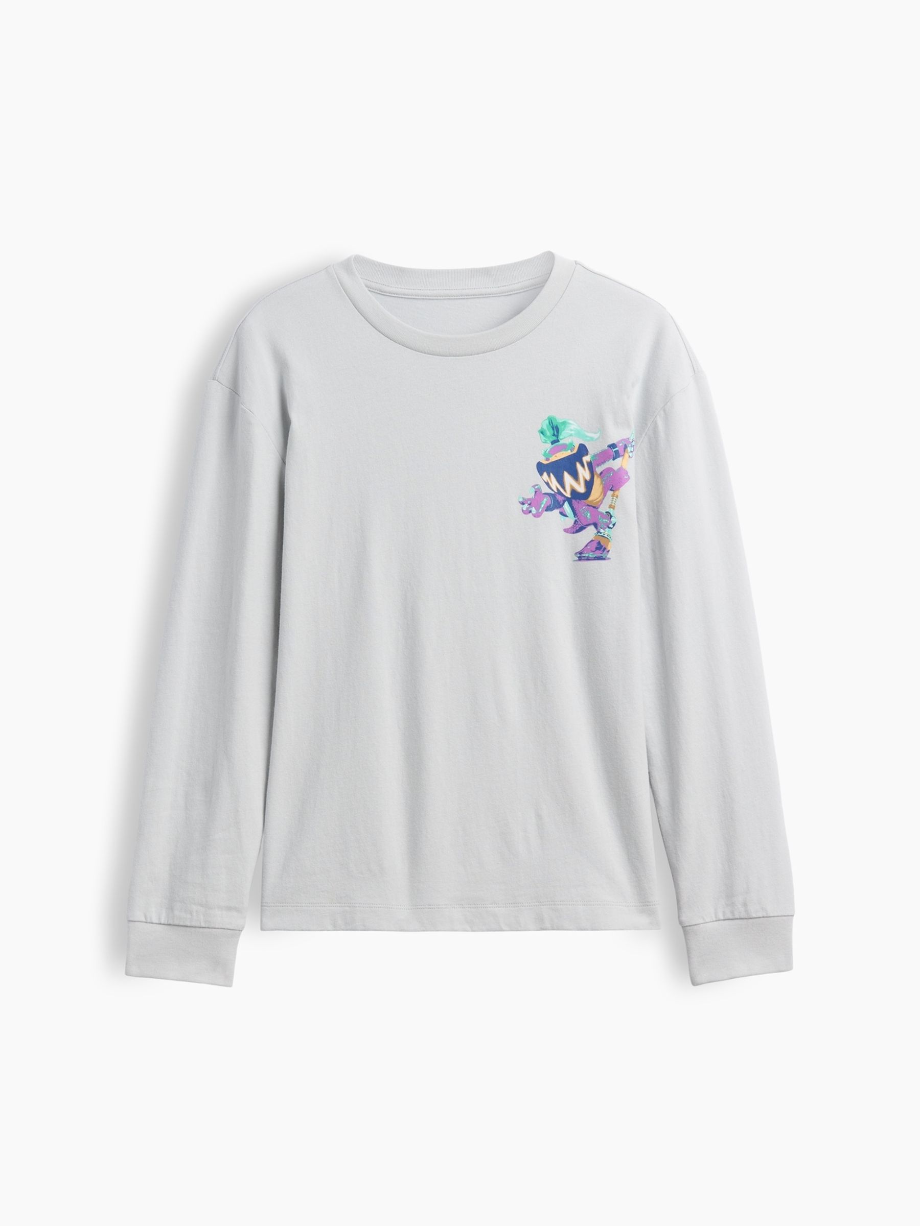 Grey Super Mario Relaxed Graphic Long Sleeve T-Shirt - Image 1 of 3 Grey Super Mario Relaxed Graphic Long Sleeve T-Shirt - Image 1 of 3
