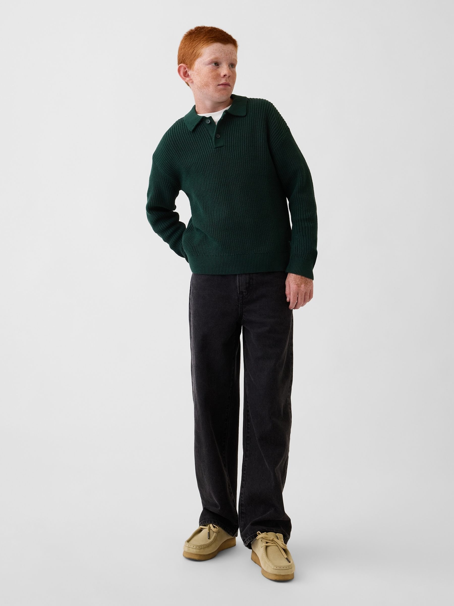Green Relaxed Polo Jumper - Image 3 of 5