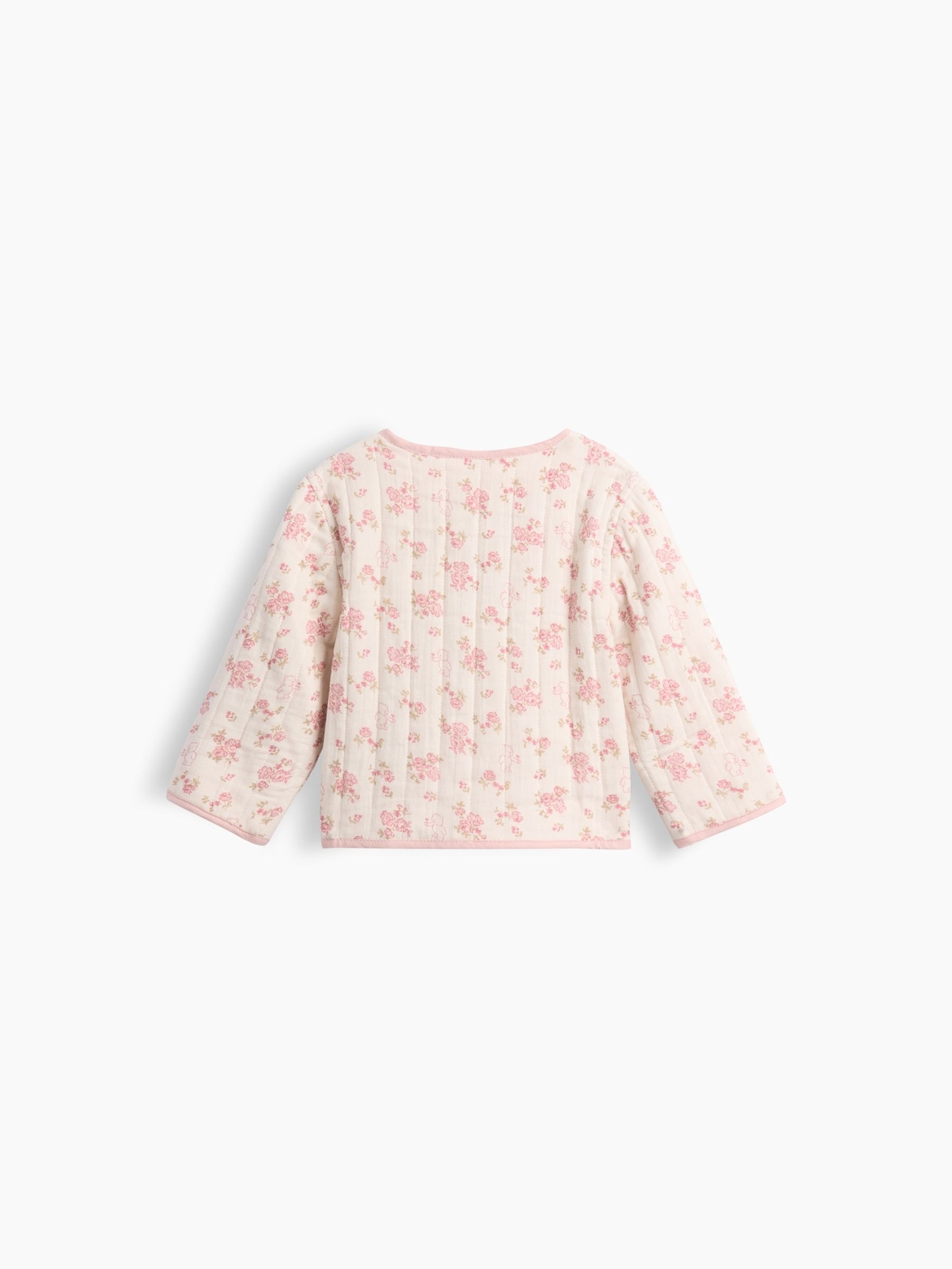 Cream/Pink Floral Quilted Gauze Reversible Jacket - Image 2 of 3 Cream/Pink Floral Quilted Gauze Reversible Jacket - Image 2 of 3