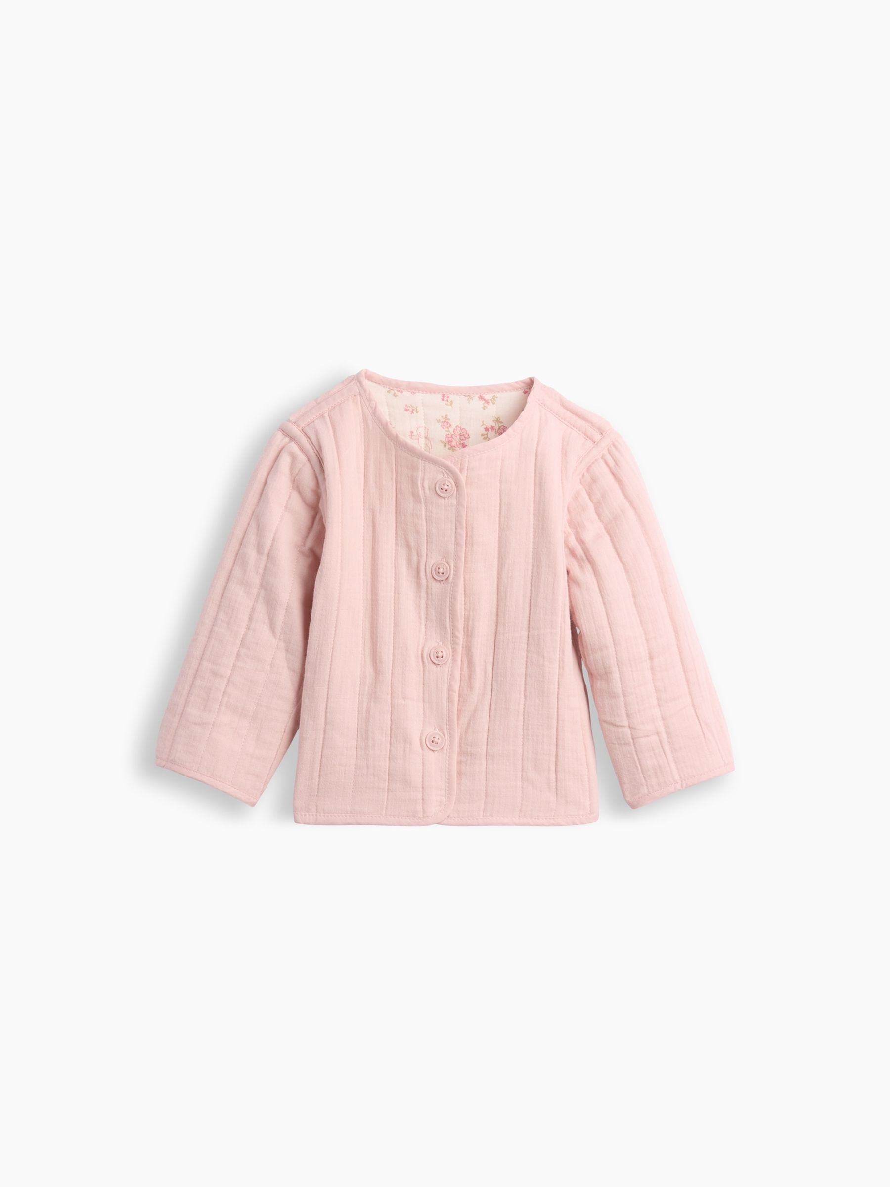 Cream/Pink Floral Quilted Gauze Reversible Jacket - Image 3 of 3