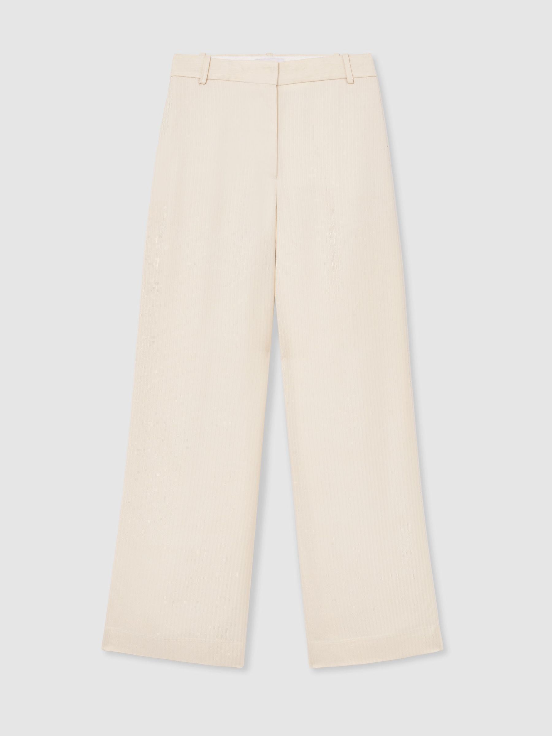 Petite Jacquard-Stripe Wide-Leg Trousers in Cream - Image 2 of 8