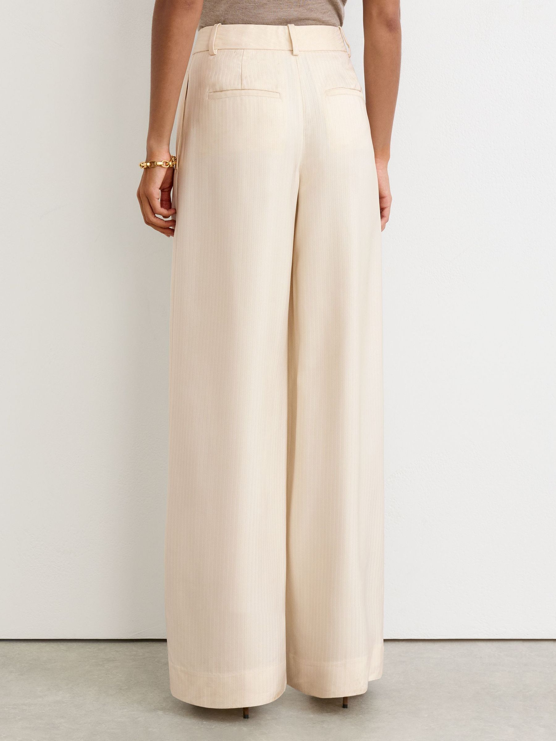 Petite Jacquard-Stripe Wide-Leg Trousers in Cream - Image 6 of 8