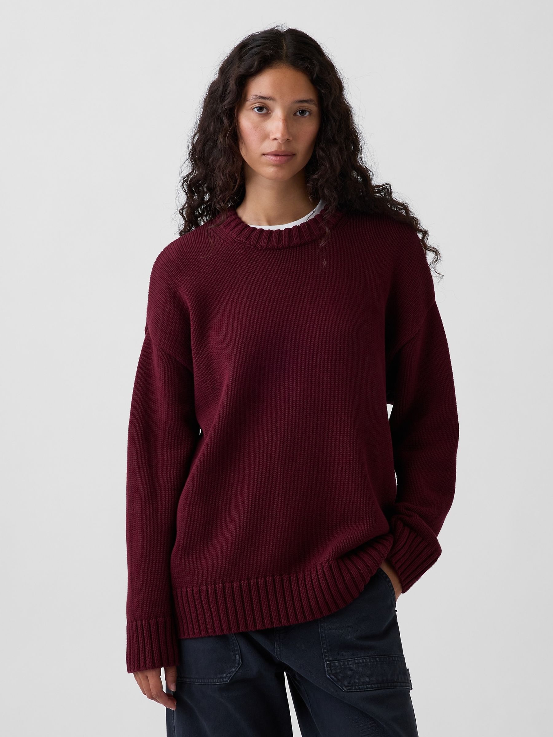 Burgundy Red Oversized Jumper - Image 1 of 4