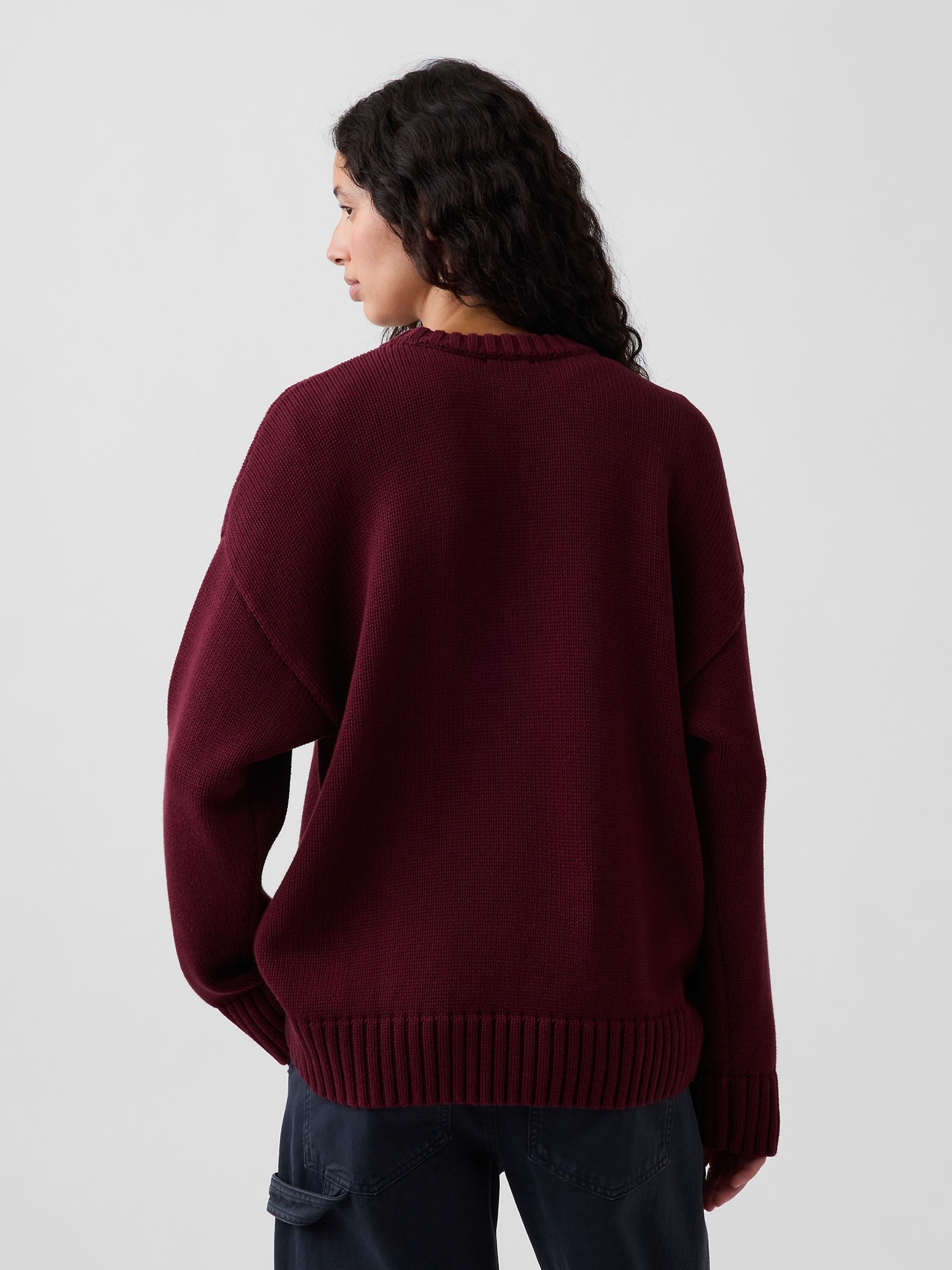 Burgundy Red Oversized Jumper - Image 2 of 4