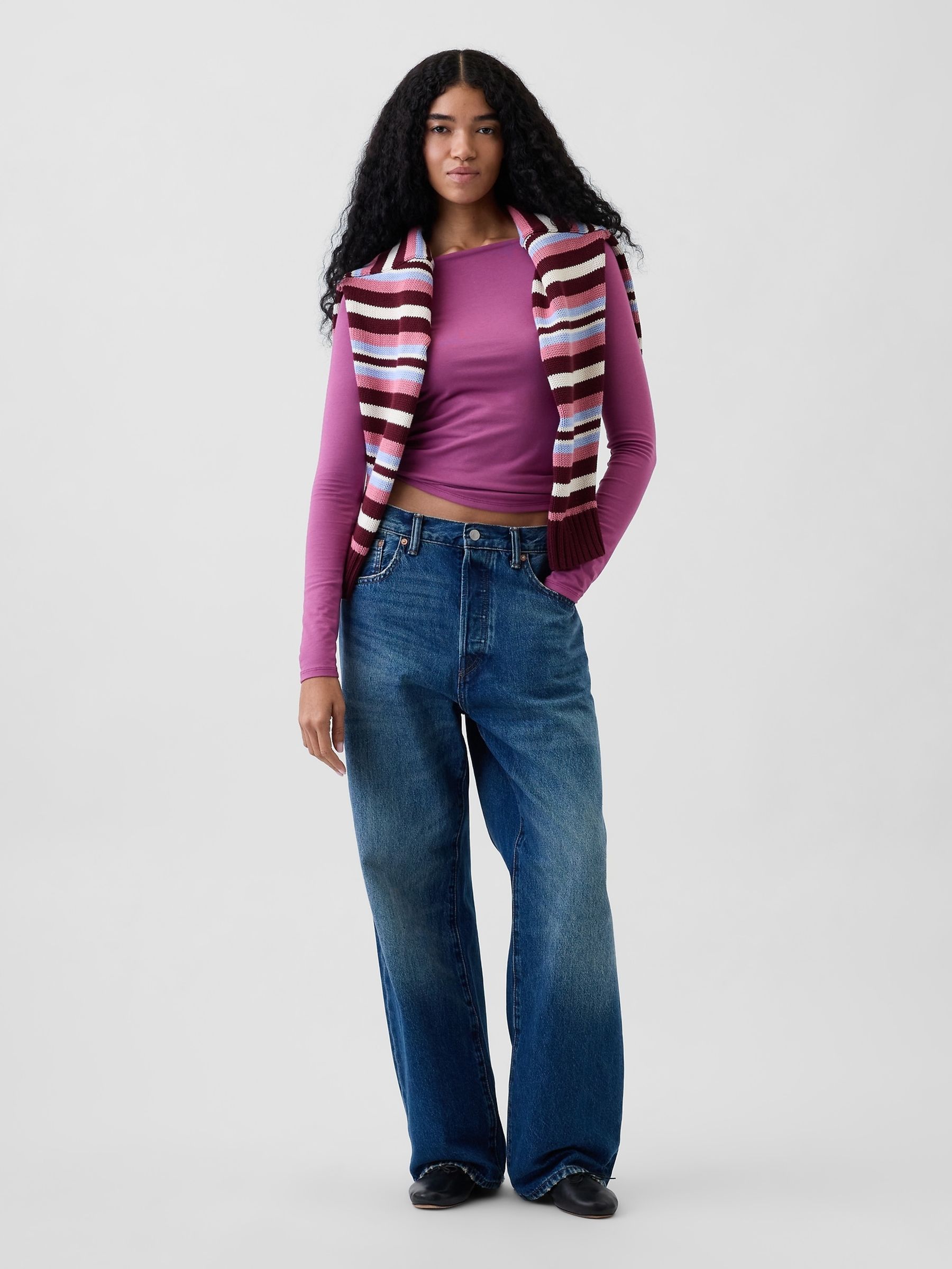 Purple CloseKnit Jersey Scoop-Back T-Shirt - Image 4 of 4 Purple CloseKnit Jersey Scoop-Back T-Shirt - Image 4 of 4